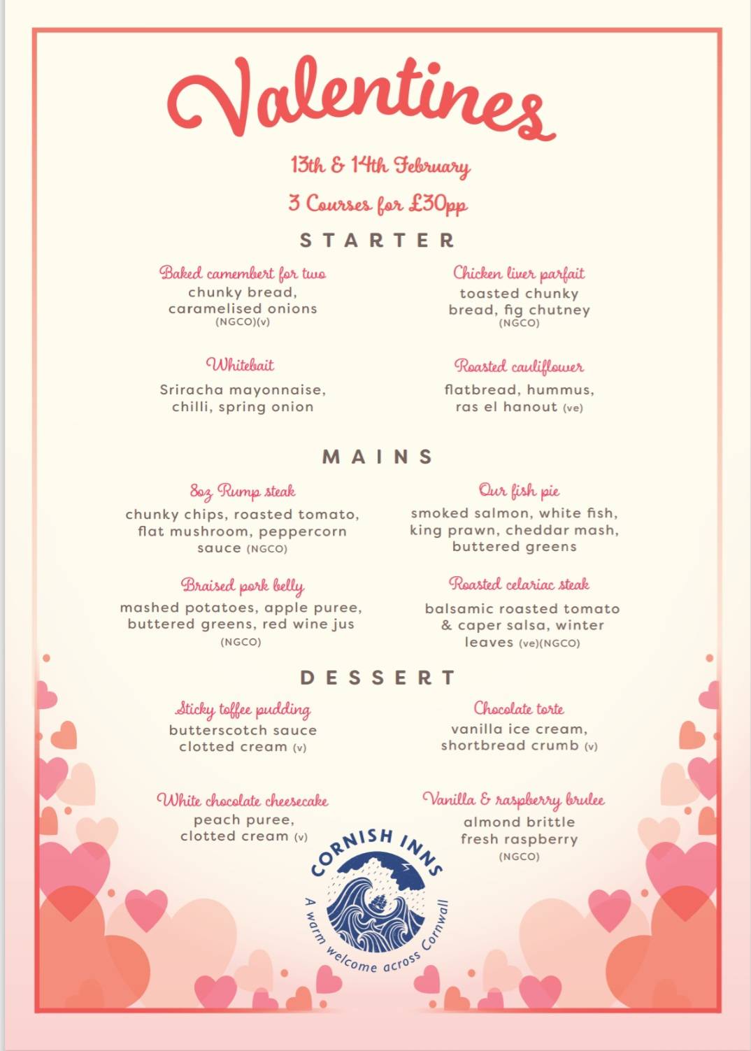 Valentines day is right round the corner, so treat your special person to our enticing 3 course menu. Running both Friday 13th and Saturday 14th. 💕 🌹
#valentines #dinner #rock #polzeath #cornwall