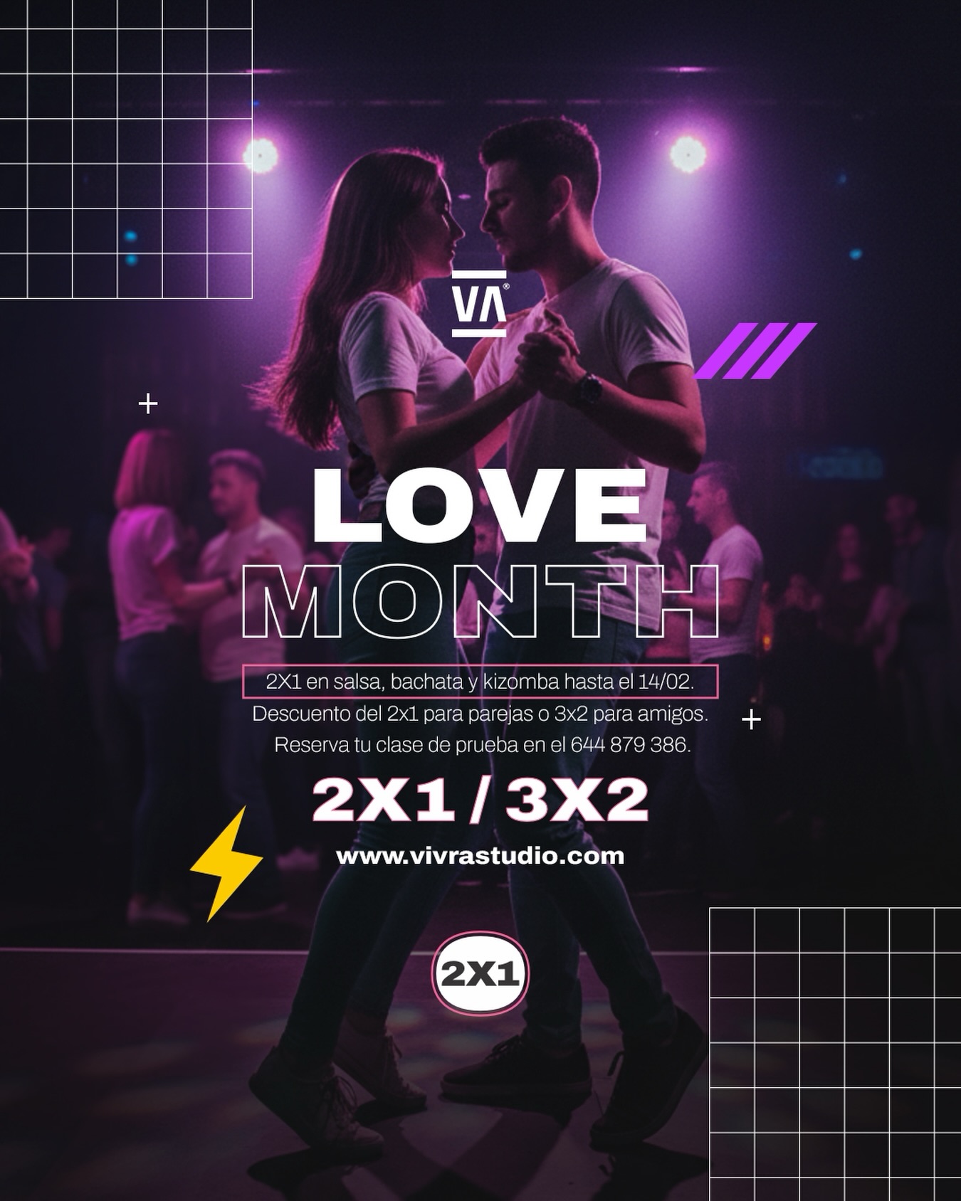 Súper promo #sanvalentin 💘
2x1 para parejas / 3x2 para amigos
Apúntate a Salsa, Bachata o Kizomba
Tenemos clases para todos los niveles:
➡️ Salsa Línea/Bachata | LUN 20:30 h
➡️ Salsa Cubana Inicio | MAR 20:30 h
➡️ Salsa Cubana Timba | MIÉ 20:30 h
➡️ Salsa Cubana Rueda | VIER 19:30 h
➡️ Kizomba/Semba | MAR-JUE 20:30 h
No lo pienses más y reserva tu prueba!
🖥️ vivrastudio.com
📲 644 879 386
ℹ️ Hasta 14/02
🆕 Para nuevas altas
#salsa #bachata #kizomba #vivra