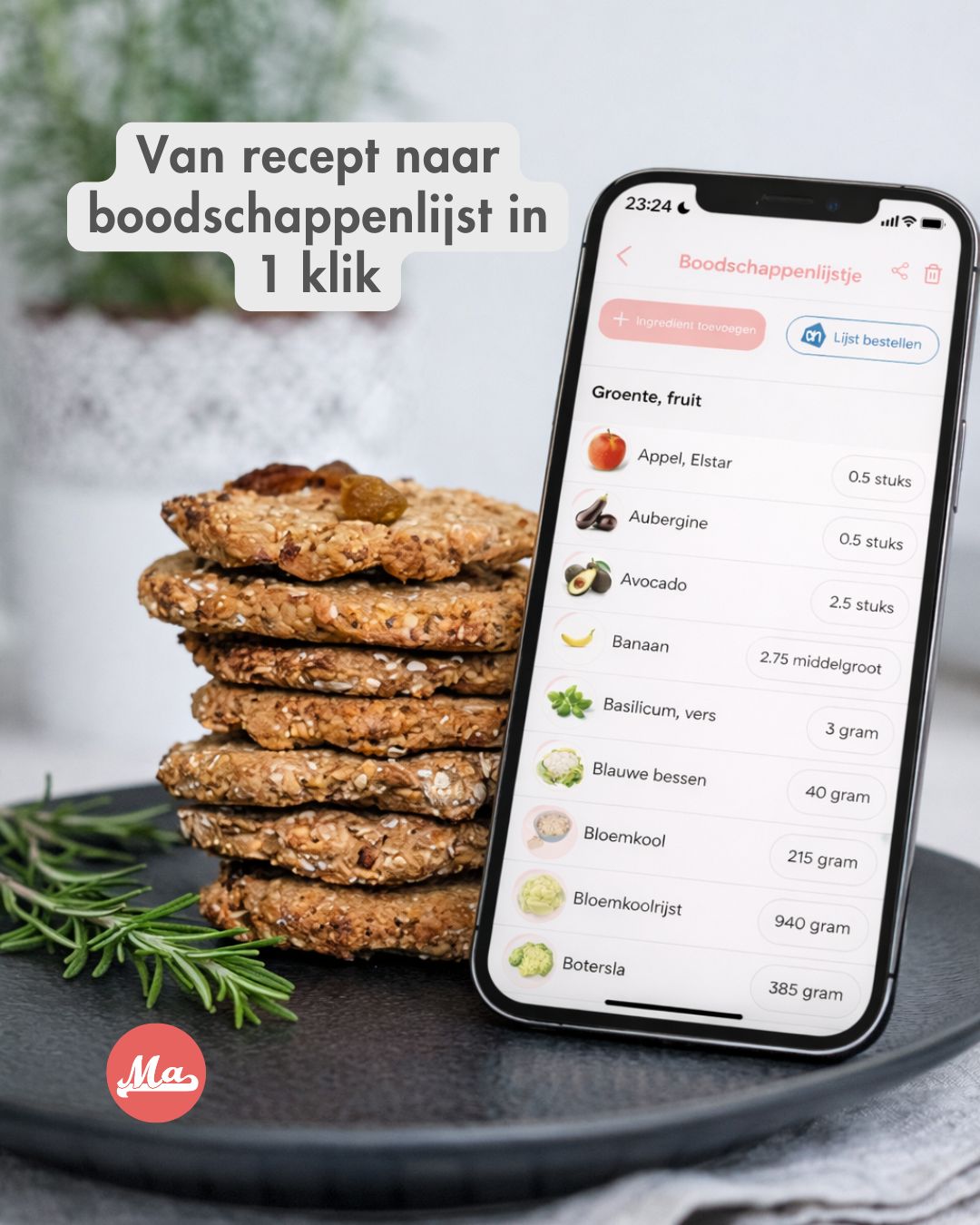 Veelgestelde vraag 👇
Zijn de recepten voor 1 persoon?
Ja, standaard wel.
Maar: eet er af en toe iemand mee? Geen probleem 😊
In de app pas je eenvoudig het aantal personen aan
en je boodschappenlijst wordt automatisch mee aangepast.
Zo kook je altijd precies wat je nodig hebt —
niet te veel, niet te weinig.
