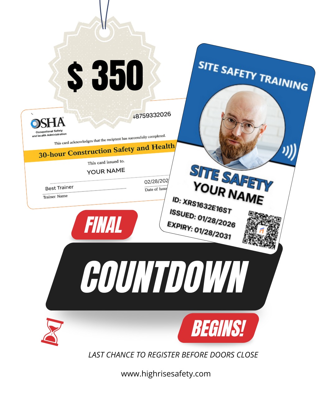 🔥 Worker Card Package — only $350
📅 Starts February 14
🗓 Weekends only (Sat–Sun) | ⏰ 9:00 AM – 5:00 PM
👉 Book your spot here:
https://www.highrisesafety.com/event-details/sst-complete-worker-card-package-40-hour-1