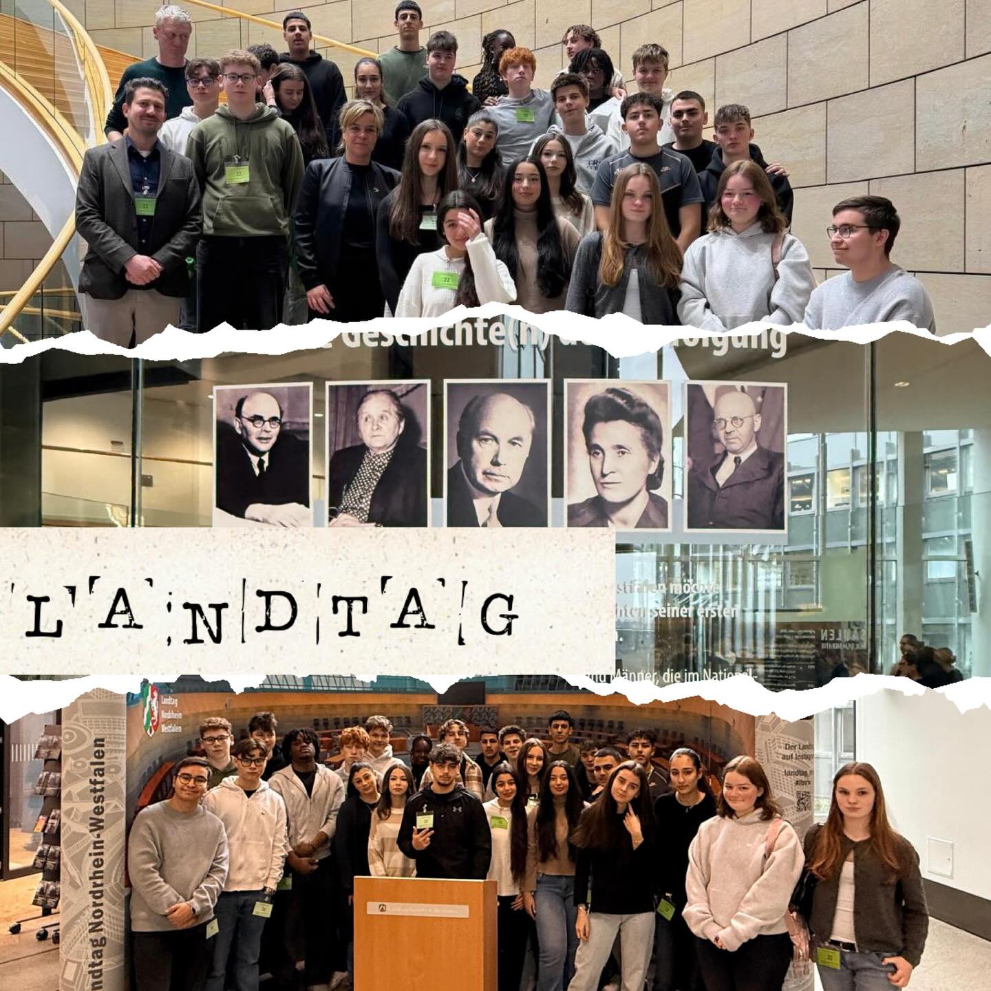 Der 10er Sowi Kurs war letzte Woche im Landtag. Mona Neubaur-stellvertretende Ministerpräsidentin des Landes NRW- stellte sich für Fragen zur Verfügung und führte die Gruppe durch den Landtag. #landtag #landtagdüsseldorf #landtagnrw #toniturekrealschule #schule