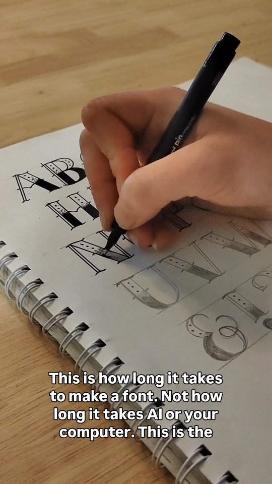 i hope one day we laugh at how much AI was used, how naive we were to think using it to create art was a good idea.
i hope we don't spend a lifetime questioning what's real and what's been generated.
i hope humans will remember their own individuality in a world of ticky tacky boxes.
i hope every single wobbly pencil line rears a smile, and the cold uniformity of a computer drawn line becomes obsolete.
i hope handwriting classes come back and every child gets a chance to be creative with pens and paper.
i hope this isn't it.
f*ck AI
www.houseofbeanco.com/tattoos
you can now use my website to book unapologetically human drawn tattoos done by me, with my actual hands, without a computer in sight ✨
#antiai #noai #handdrawing #typography #typeface #font #illustration #handmade