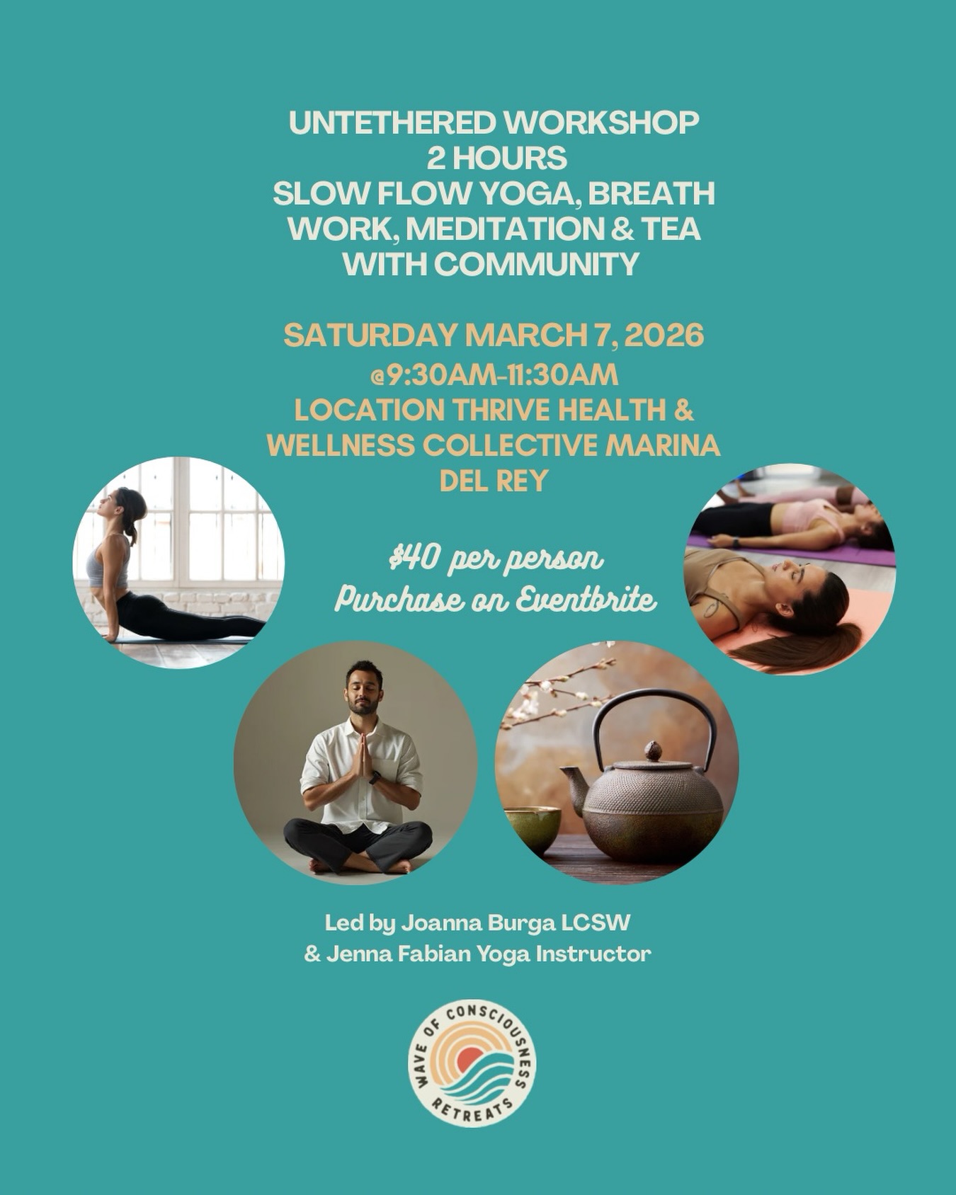 Joanna is excited to make it back to LA March 7th for this collaboration with amazing yoga instructor Jenna Fabian!
Feeling mentally fried, emotionally heavy, or stuck in your head?
This 2-hour immersive experience is designed to help you move, breathe, and land back in your body.
Weāll begin with a grounding slow flow yoga to open and release physical tension, transition into guided holotropic-style breathwork to access deeper emotional release, and close with a calming meditation with instruments.
Weāll finish with tea, connection, and space to integrateāno rushing, no phones, no pressure.
Youāll leave feeling clearer, lighter, and more regulated.
Sign up on Eventbrite š link in bio