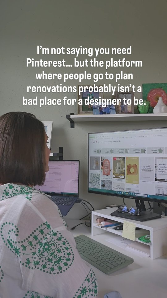 Pinterest isn’t for scrolling. It’s for searching. For saving. For deciding. Which means your future clients are already there, mapping out their projects long before they ever reach out.
The real question isn’t “Do I have time for Pinterest?”
It’s “Can I afford not to be visible where people are planning to hire?”
If you want our Pinterest Services Guide with all the details on how we handle it for you, comment PIN and I’ll send it over.
#marketingforinteriordesigners
#interiordesignbusiness #interiordesignersofinsta #interiordesignmarketing #pinterestforinteriordesigners