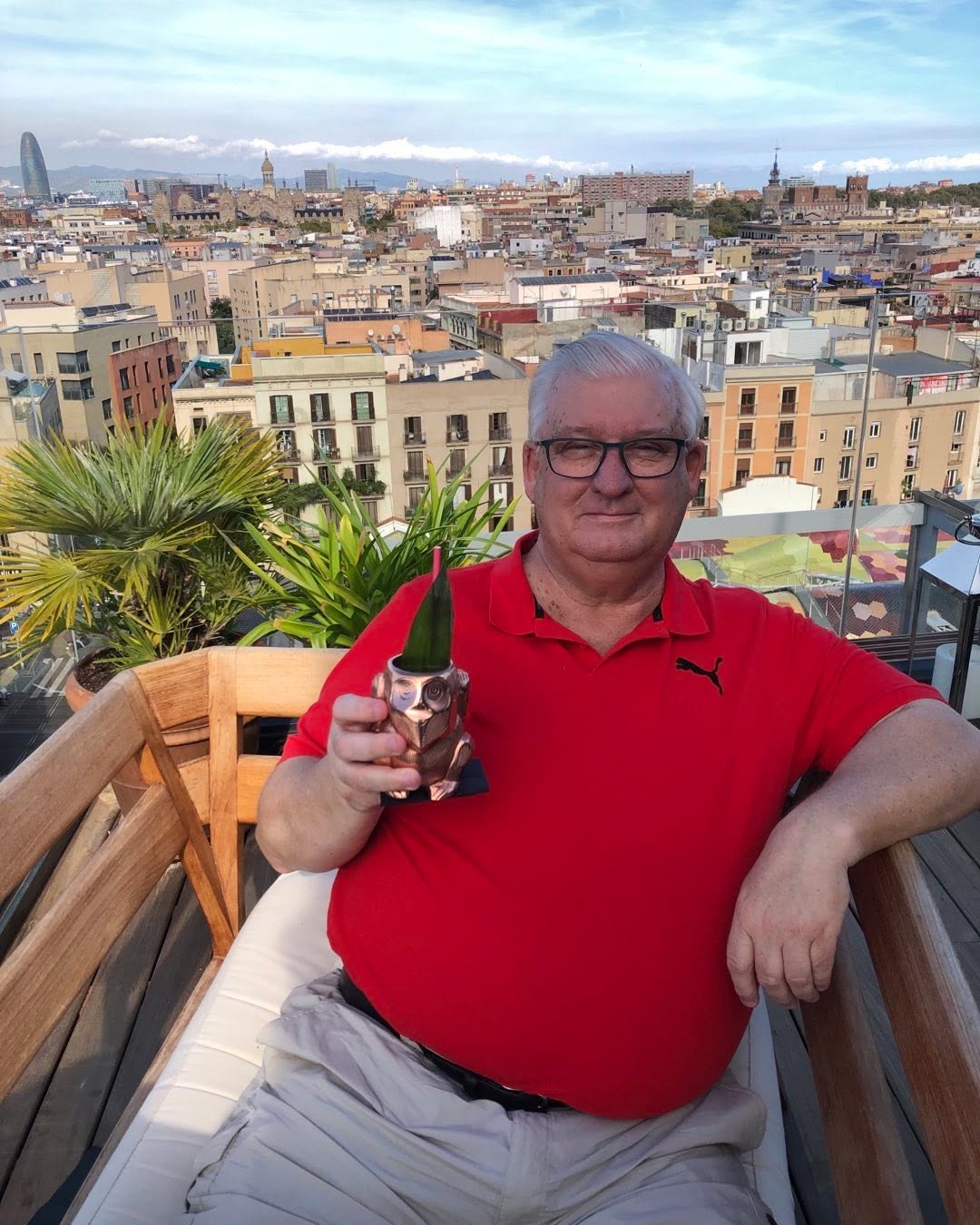 Taking it easy on the roof top patio in Barcelona