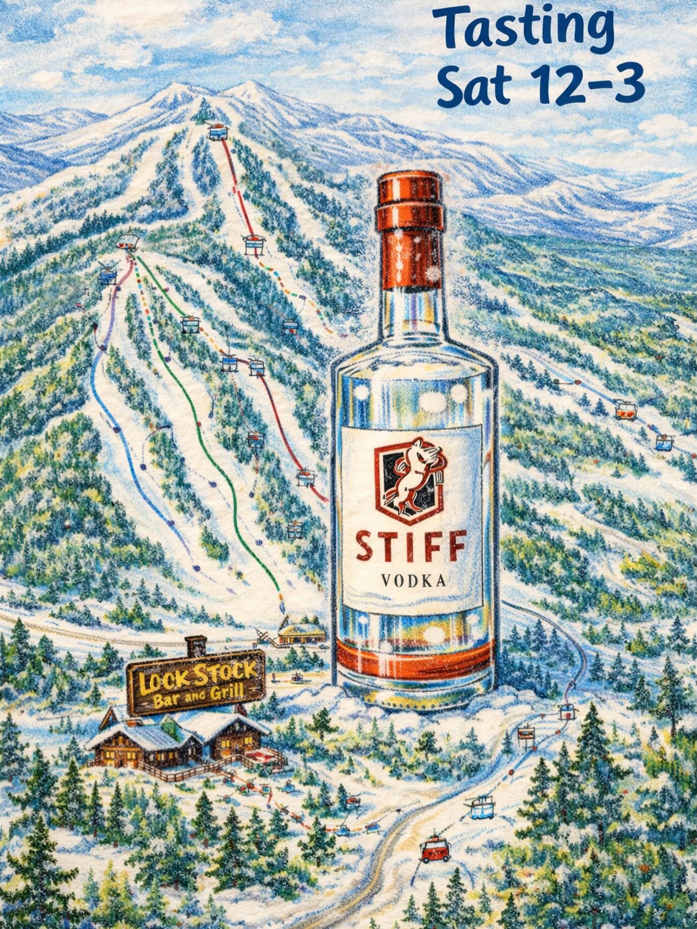 Hit the slopes… then hit the tasting ⛷️❄️
Join us at Lock Stock Bar & Grill this Saturday from 12–3 for a STIFF Vodka tasting.
Fresh powder. Smooth pours. See you there. 🥂
#STIFFVodka #LockStockBarAndGrill #TastingEvent #WeekendVibes #drinklocal