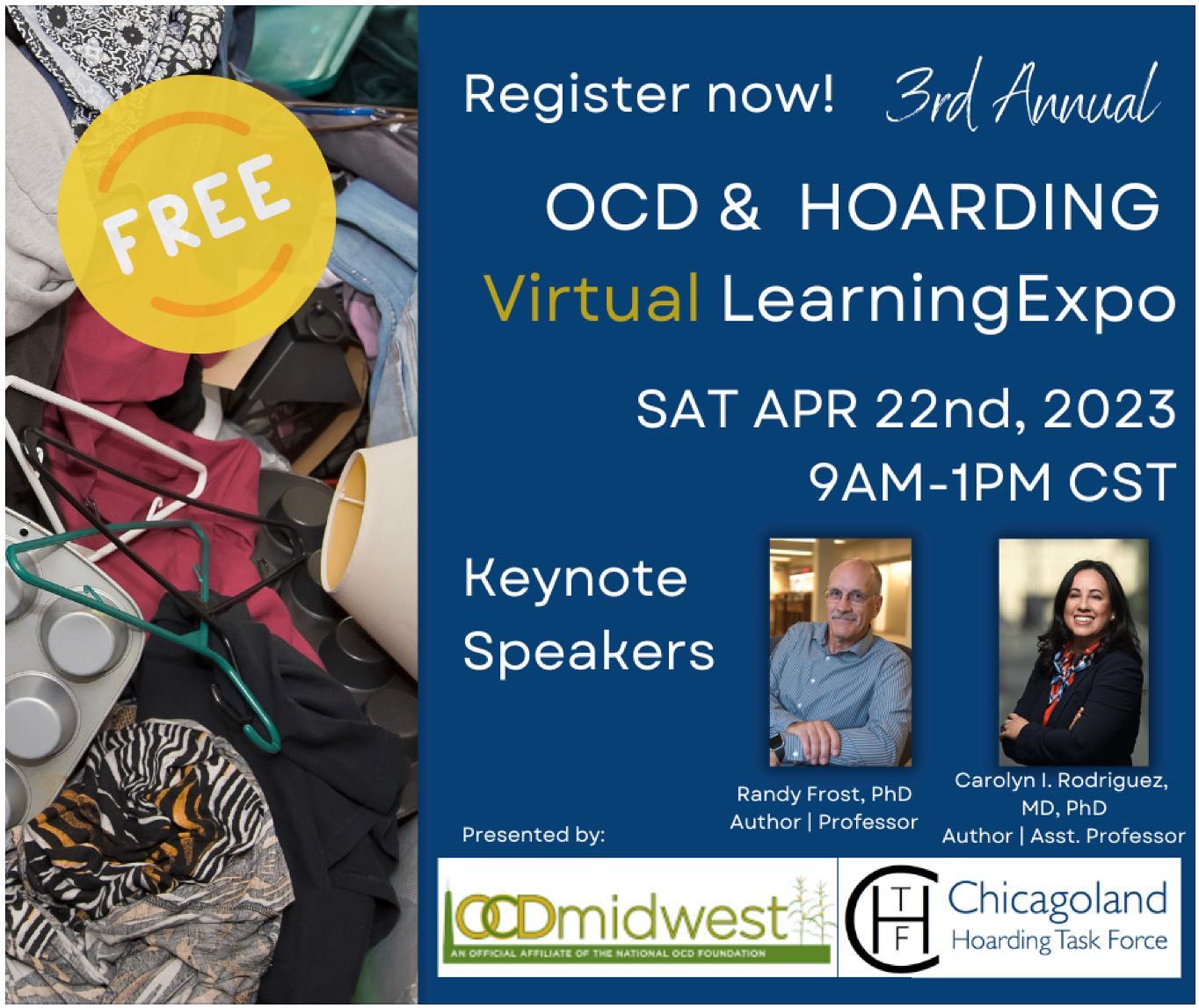 I wanted to let you all know about an upcoming event that is FREE and VIRTUAL! Anyone who is interested in the topics of hoarding and OCD are invited to attend the 3rd Annual Virtual Learning Expo. My colleague @inordertoorganize is on the task force for this expo to spread information about this often misunderstood disorder. Use this link to sign up by April 15! https://www.eventbrite.com/e/3rd-annual-ocd-hoarding-learning-expo-tickets-536363717317