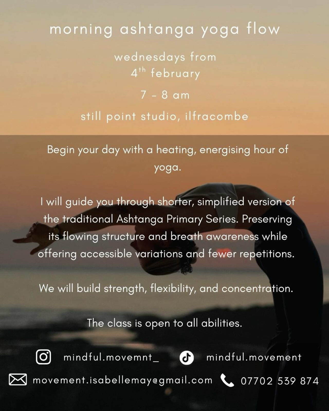 Start your Wednesday the very best way with Isabelle.
7-8am ashtanga flow ✨🌸 for the early risers ☀️
