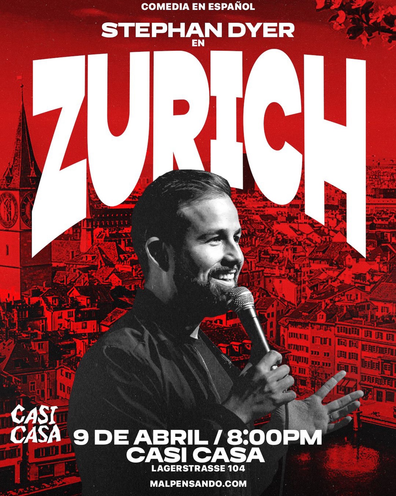 ¡Zurich , nos vemos este 9 de Abril! 🎉
Los queremos invitar al show más vendido de Stephan Dyer con 40+ SOLD OUTS seguidos en Canadá, Europa y Latinoamérica.
Este show es sobre lo duro (y absurdo) que es ser inmigrante en el primer mundo: buscar trabajo, estudiar, aprender inglés, el dating, criar hijos, el invierno, la migra y esa eterna crisis de identidad. 🫣
Stephan Dyer llega por primera vez a Zurich con invitados especiales para una noche única de comedia en español.
Tickets – link en bio
[Show en Español – Para Mayores de 15 años