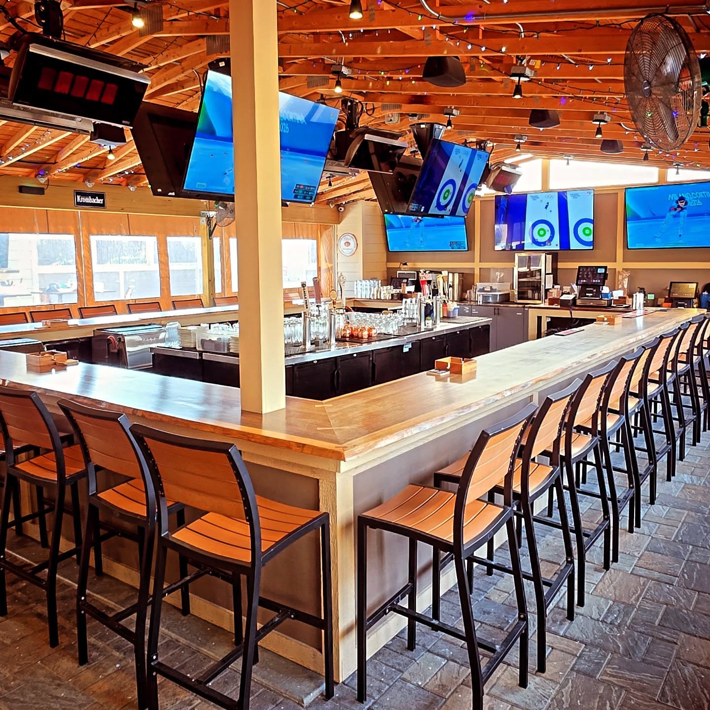 Come join us on our Fully Heated and Enclosed Payio for the Olympics all day!