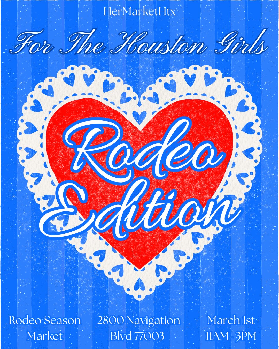 This is For the Houston girls! ๐๐ซ๐ค
This Rodeo Edition Market arrives March 1st at Navigation Esplanade a chic, western-inspired market celebrating the start of the rodeo season hosted by @her_market_htx ๐
Expect a thoughtfully curated lineup of 70 local vendors, western details, and an elevated market experience designed for A Girls Day Out! ๐๐๐๏ธ
Tote Bag Line
โข Complimentary drink for the first 15 guests in line
Sponsored by @micaphehtx
โข Free western themed tote bags for the first 80 girlies
โข Taste of Glam Cosmetics goodies, randomly gifted in the tote bag line @tasteofglamcosmetics
Dress code: Cowgirl Chic ๐๐
Cowboy boots, denim, western hats, lace accents, and neutral tones.
March 1st 11AM - 3PM
@esplanadeatnavigation
Free Digital Photo Booth pictures @eyeofcipherphotobooth
Photo-ops themed inspired! ๐ธ
A rodeo-inspired market, done the chic way ๐
SAVE THE DATE and bring your BESTIES! ๐๏ธ๐ฅณ