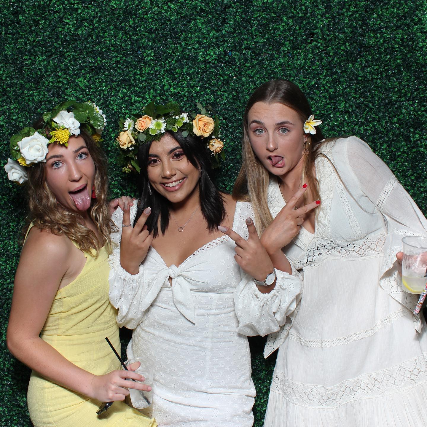 Flower crowns to match our Green with Envy Flower Wall 🌿🍃