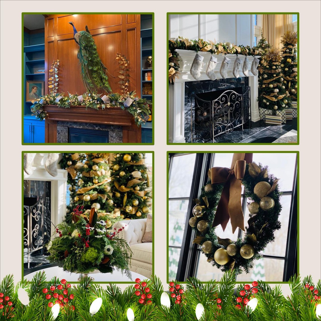 PEACOCK We had a blast tying in the beautiful peacock hanging on the wall to the garland on the mantle. #blissevents #blueamdred #christmasdecor #christmas2020 #holidayseason #holidaydecor