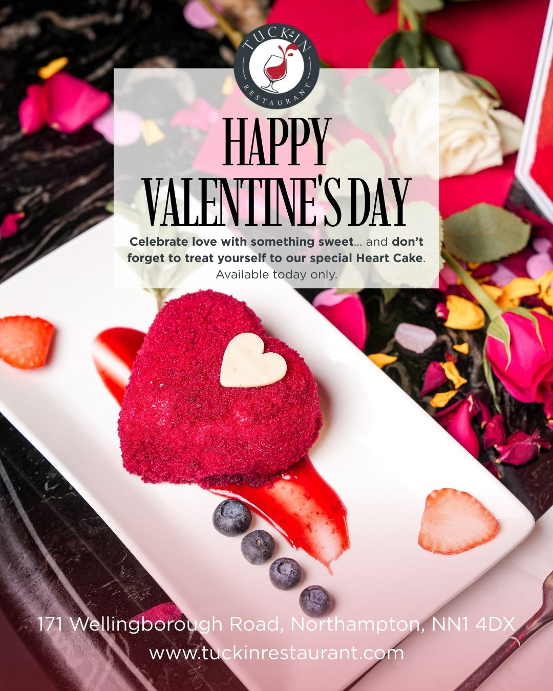 Happy Valentine's Day from Tuck In Restaurant Northampton ❤️
Celebrate Valentine’s Day at Tuck In Restaurant with our special Heart Cake — made to sweeten your most romantic moments 🍓✨
Available today only. Don’t miss out.
📍 171 Wellingborough Road, Northampton
🌐 www.tuckinrestaurant.com