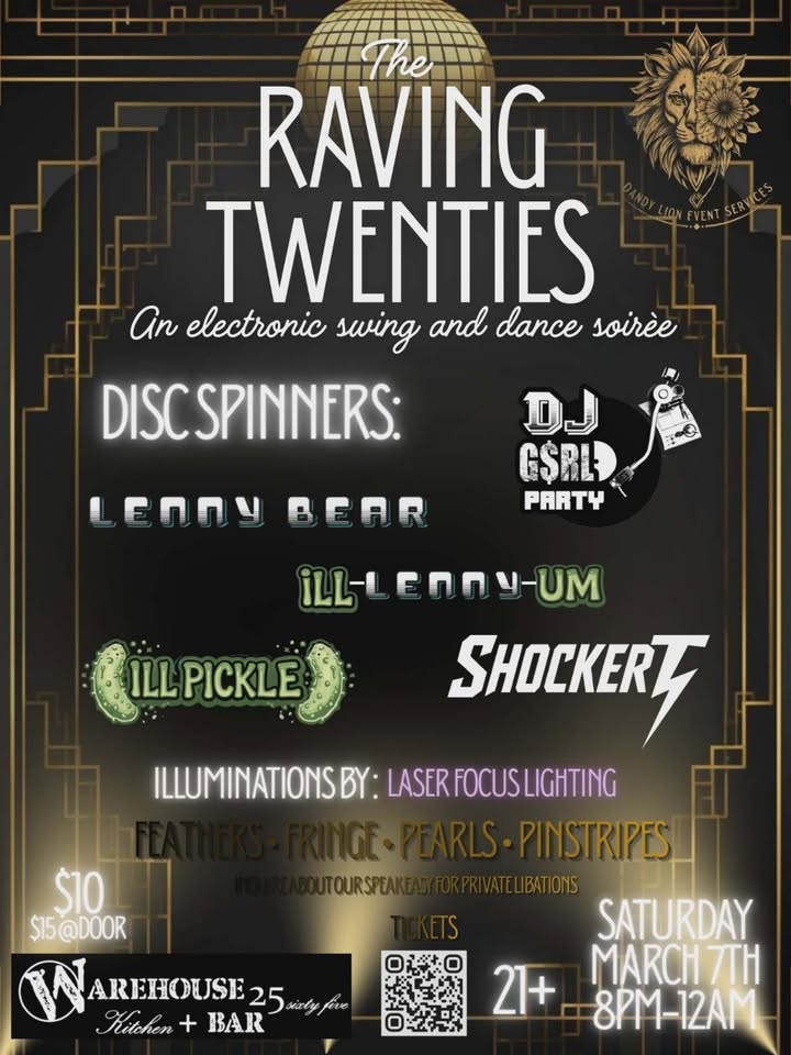 RAVING TWENTIES= Electro-Swing & Dance • Disc Spinners • Phantasmic Light Beams
✨ Grand Junction, let’s get dressed up like it’s 1922! ✨💃
Get ready to step back in time with a modern twist. Think flappers, jazz vibes, vintage glam, and beats that will make you speak easy. This is Grand Junction’s ultimate Roaring 20s Electro-Swing Dance Experience!
Check out the roaring line-up: @djgirlparty, @allen_lenhart, @dj.shockert, @ScottyTenney, @danielagurl, @laserfocuslighting, and @illpickle.
A @dandylionevents!
Find more information 👉 eventbrite.com
#djgirlparty