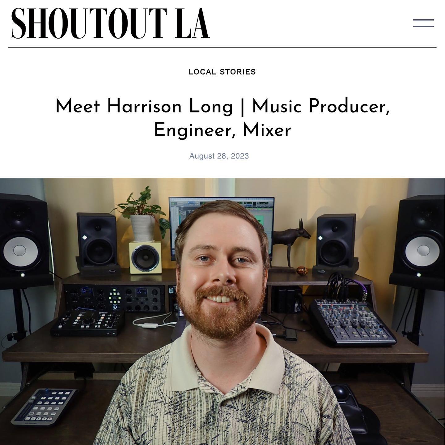 Thanks @shoutoutlaofficial for the interview! Check out the link in bio to find out more about Harrison’s background 🎧🎸
#musicproducer #audioengineer #mixengineer #shoutoutlaofficial #interview