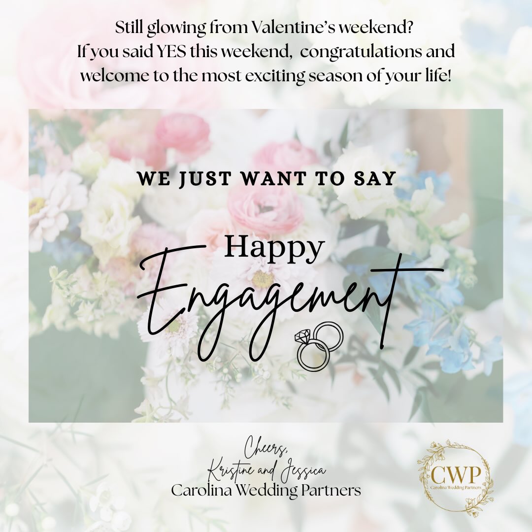 Did Valentine’s Day come with a 💍 this year?
If you’re newly engaged, first — congratulations!
This season is full of excitement… and let’s be honest, it can also feel a little overwhelming once the planning reality sets in.
That’s exactly why we created the Carolina Wedding Fair — to give you a place to start with confidence.
In one weekend, you can meet trusted local vendors, get inspired, ask questions, and actually feel clear about your next steps.
✨ Friday: Welcome Party (relaxed, fun, and perfect for easing in)
✨ Saturday: The Showcase (where the real planning magic happens)
If you just said “YES,” this is your sign to take the very first step toward your wedding day.
🎟 Tickets are available now — grab yours at the link in our bio!
www.carolinaweddingpartners.com/cwftix