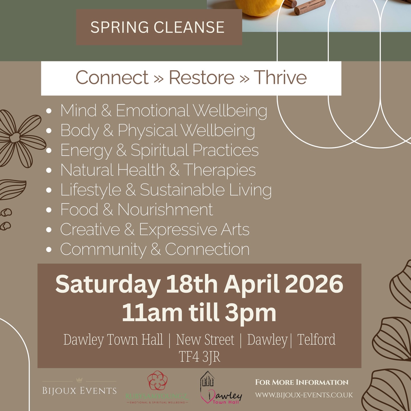 🌿 Spring Cleanse – A Holistic & Wellbeing Event 🌿
As the season shifts, it’s the perfect time to reset, recharge and realign.
Our Holistic & Wellbeing Community invites you to step into a calmer pace and embrace a fresh start for mind, body and spirit.
Join us for a day filled with:
💆♀️ Holistic therapies and treatments
🕯️ Handmade, natural, and spiritual products
💫 Wellness workshops and readings
🫖 A warm, welcoming atmosphere to pause and breathe
Whether you’re seeking balance, exploring new holistic practices, or simply taking time for yourself, Spring Cleanse is your space to begin again.
Event Details:
📍 Dawley Town Hall, New Street, Dawley, Telford, TF4 3JR
📅 Saturday 18th April 2026
🕚 11am – 3pm
🎟️ FREE ENTRY
#holistic
#wellbeing
#springcleanse
#bijoux_events_ltd