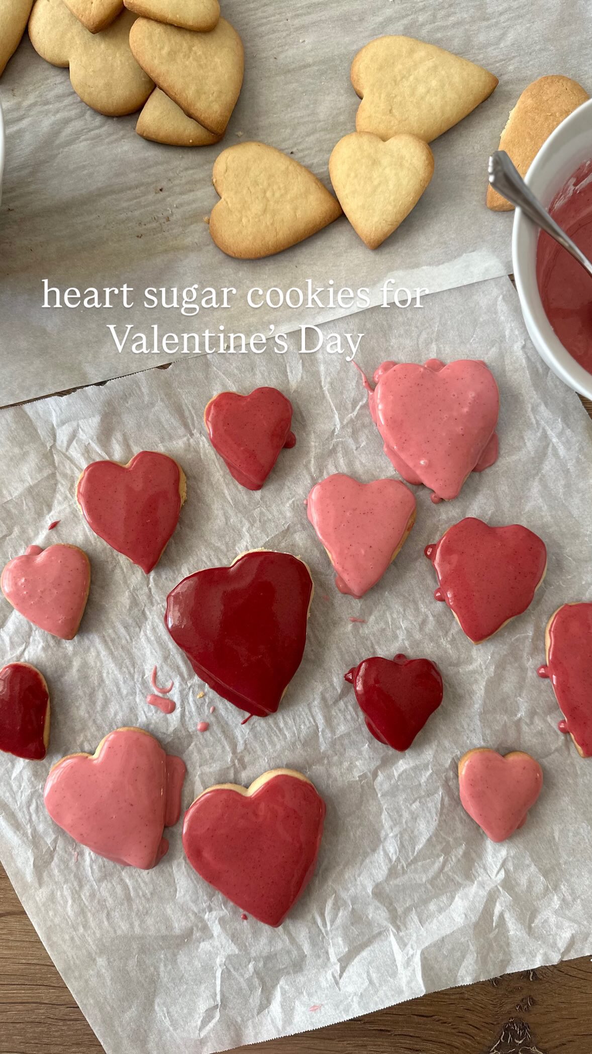 St. Valentine’s Day is almost here! ❤️
Celebrate this sweet feast by baking simple heart-shaped sugar cookies, iced in soft shades of pink and red, a small, joyful way to mark the day with those you love.
St. Valentine’s Day Sugar Cookies
1 cup butter
1 1/2 cups sifted confectioner’s sugar
1 egg
1 teaspoon vanilla
1/2 teaspoon almond flavoring
2 1/2 cups flour
1 teaspoon baking soda
1 teaspoon cream of tartar
Icing:
Confectioner’s sugar
Red food coloring or beetroot powder Whole milk
Cream the butter and sugar. Add the egg and extracts. Sift flour, soda, and cream of tartar together. Add to butter mixture. Wrap dough in plastic wrap and chill overnight. Roll out and cut into heart shapes. Bake in a 350-degree oven for 10 to 12 minutes. Divide the confectioner’s sugar into bowls, depending on however many shades of pink you want. Add varying amounts of coloring to the bowls. Add just enough milk to each bowl to make a thick, spreadable icing
❤️Perfect for celebrating St. Valentine’s Day, or for sharing a little love with neighbors, friends, and family.
. . . . . . . .
#heartcookies #valentinecookies #valentinehearts #valentines #valentines