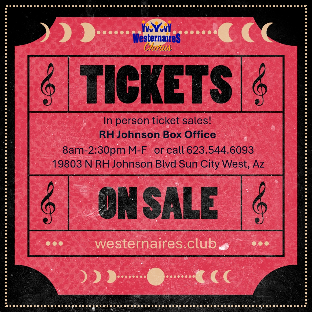 Let freedom sing with us!
Get your 'Let Freedom Sing' tickets now! Stop by the RH Johnson Box Office or call 623.544.6093 for a personal touch. Our friendly staff is here to help you every step of the way!
Prefer online? https://westernaires.club