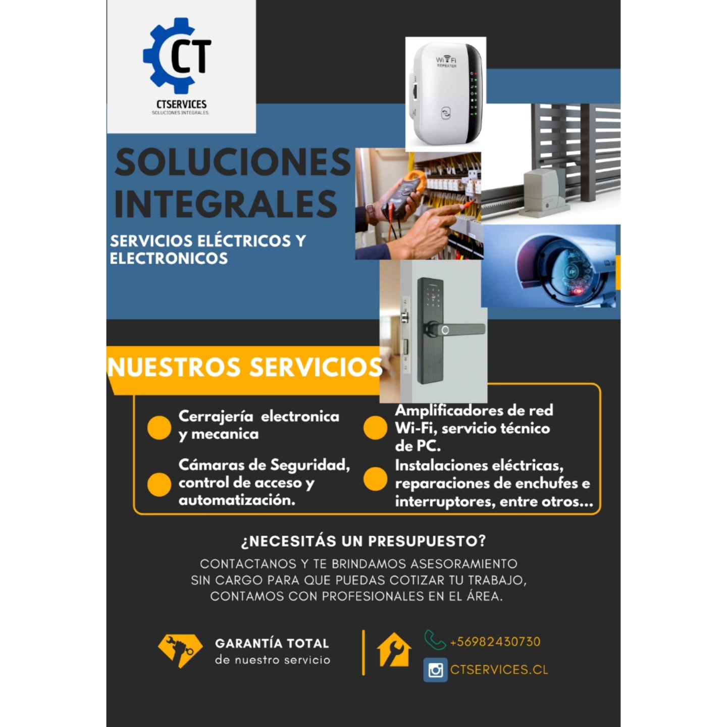 Soluciones para tu hogar o empresa, expertos en seguridad e instalaciones electricas.
Proyectos totalmente personalizados para cada cliente.
Contactanos y un ejecutivo te atenderá.
#solucionesintegrales
#seguridadelectronica
#instalavioneseléctricas
#proteccionparatuhogar
