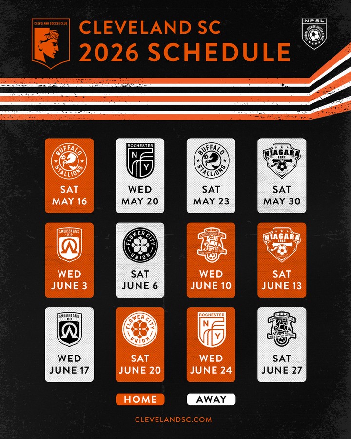 The 2026 schedule is here.
Let's get to work!
#WeAreCLE