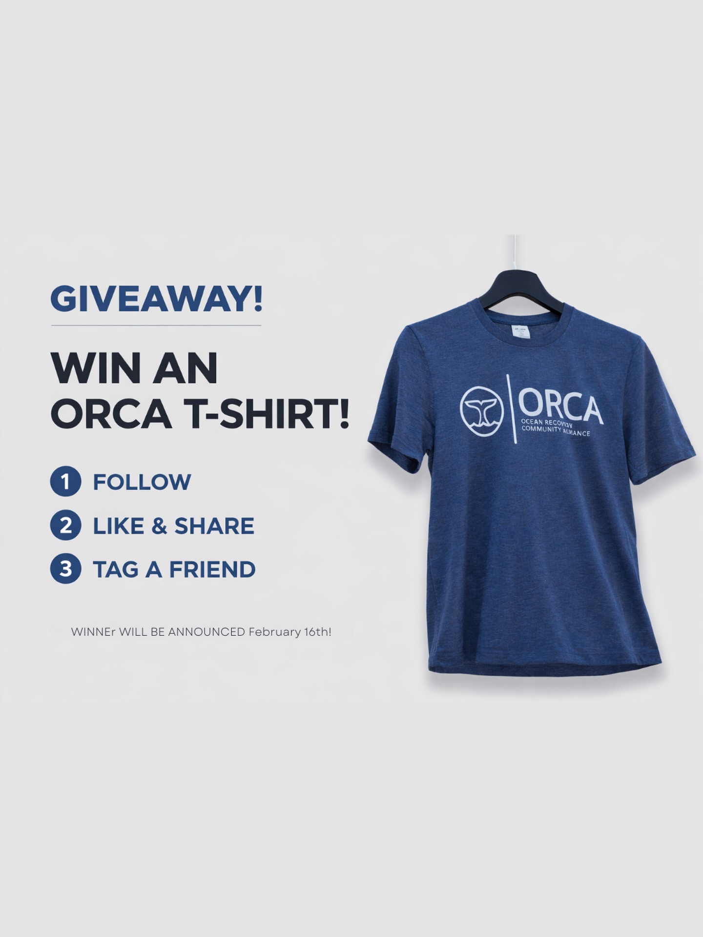 It’s giveaway time 🌊
We’re celebrating our ocean-loving community with an ORCA tee, and we’re gifting two, because stewardship is better with a friend.
Here’s how to enter:
1. Make sure you’re following us
2. Tag a friend in the comments
(Your tagged friend must be following ORCA too!)
Both you and your tagged friend will win an ORCA unisex tri-blend crewneck tee if your name is chosen. These super-soft tees are made by Allmade and created from recycled materials, including up to six recycled water bottles.
The winner will be announced on Monday, February 16.
U.S. residents only. This giveaway is not affiliated with Instagram.
Tag your cleanup buddy and let’s keep protecting our coast together.
#BeachCleanup #OceanConservation #VolunteerToday #RhodeIsland #giveaway ProtectOurCoast OceanRecoveryCommunityAlliance
