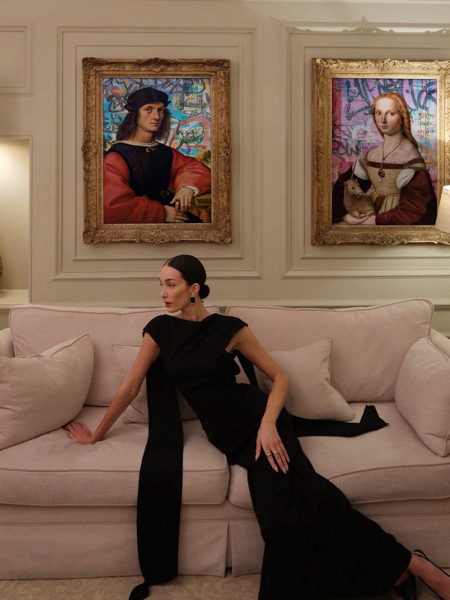 Where classical portraiture meets contemporary consciousness.
Two works by Marco Battaglini inhabit the space like silent witnesses... timeless, refined, unmistakably present.
Art as an attitude, not an era.
How does classical beauty change when it speaks the language of today?
#ArtPopClassic #ContemporaryArt #TimelessElegance