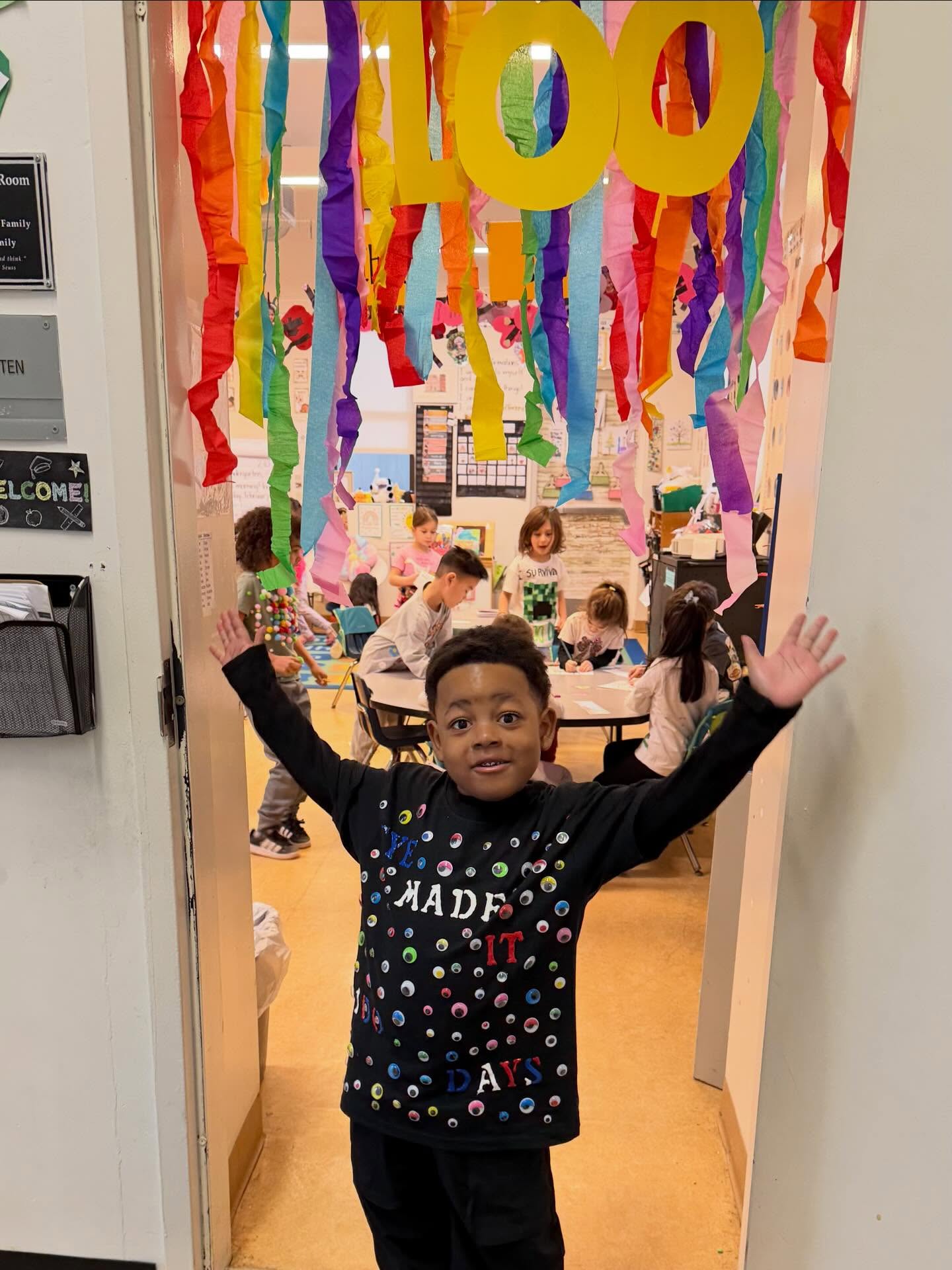 Students in grades K-4 participate in mixed grade activities to celebrate 100 days of school!