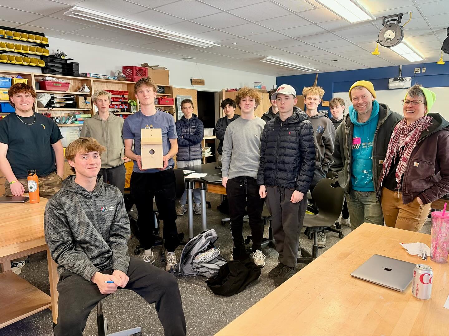 We’re thrilled to be collaborating with Halie Goodspeed’s Engineering Design Lab class at Freeport High School this spring on an integrated pest management project! We dropped off a load of pine boards yesterday, which the students will transform into 30+ bird houses to help control insect pests and rodents on the farm. They are researching how to best design the boxes for each of eight species of bird, including swallows, blue birds, chickadees, wrens, and owls, and will come to the farm to help install them later in the spring.
As a no-till, no-spray farm, successful farming depends on building healthy communities — a healthy microbial community in the soil, a healthy wildlife community in the fields and forest around the farm, and a healthy community of people who make the work of the farm vibrant and purposeful.
#localfarms #mainefarms #freeportmaine #integratedpestmanagement #notill