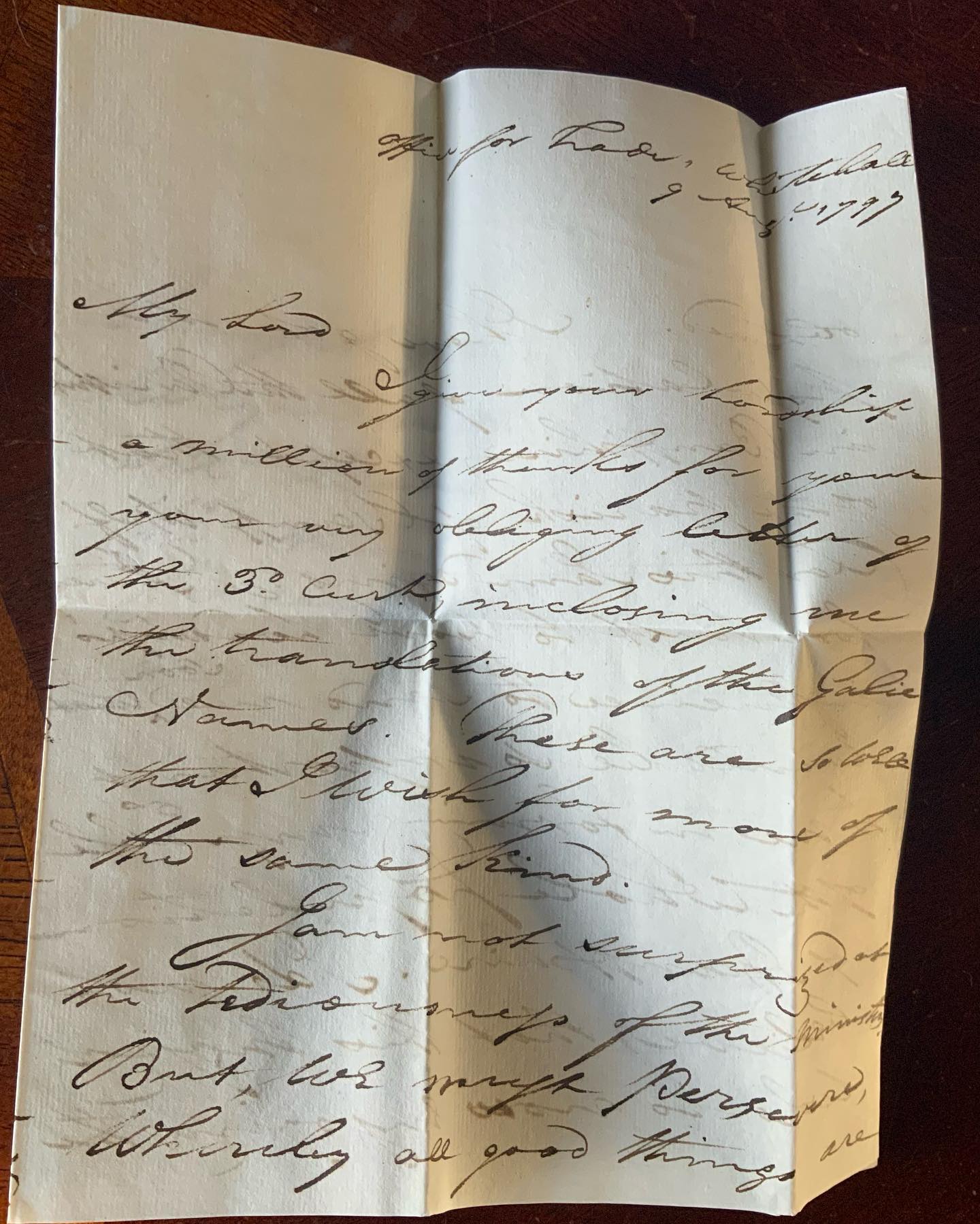 Complete 1797 Letter from George Chalmers in London to James Duff, 2nd Earl Fife, first to Duff House and then forwarded to Mar Lodge (4)