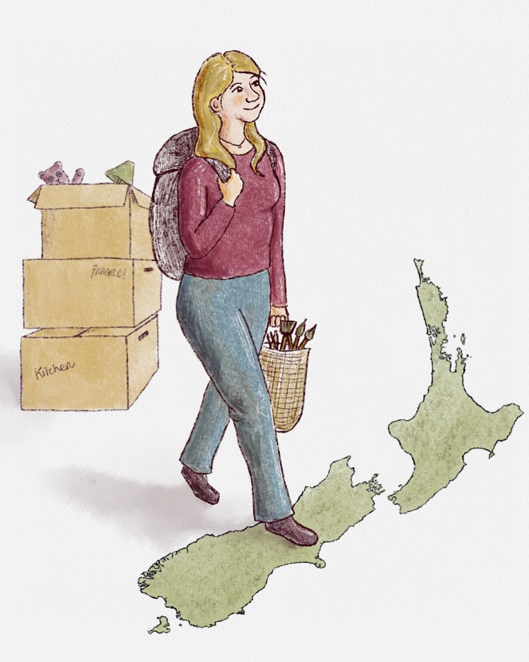 2026 marks a big change. My husband and I quit our jobs and with just two suitcases, left for New Zealand! We’re planing to stay for about a year, travelling with a camper van through the country.
2) Auckland’s historic ferry building
3) Piha Beach
4) Auckland’s skyscrapers seen from Devonport
I will continue illustrating and freelancing on the way.
Would you be interested in seeing my travel sketchbook and updates/photos?