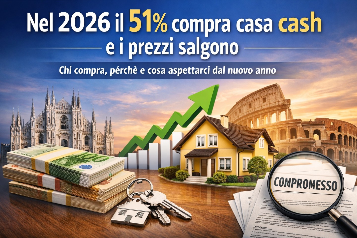 🏡 𝗡𝗲𝗹 𝟮𝟬𝟮𝟱 𝗶𝗹 𝟱𝟭% 𝗱𝗲𝗴𝗹𝗶 𝗶𝘁𝗮𝗹𝗶𝗮𝗻𝗶 𝗵𝗮 𝗰𝗼𝗺𝗽𝗿𝗮𝘁𝗼 𝗰𝗮𝘀𝗮 𝘀𝗲𝗻𝘇𝗮 𝗺𝘂𝘁𝘂𝗼.
Non è più l’eccezione.
È la nuova normalità.
Chi ha liquidità decide in fretta.
Chi compra guarda qualità, efficienza energetica e posizione.
Chi vende deve essere strategico.
📈 Nel 2026 i prezzi crescono (4–4,5%)
🏙 Milano e Roma trainano
🌍 Crescono investitori stranieri e seconde case
⚡ Le case energivore fuori prezzo restano ferme
Il mercato non è fermo.
È diventato più selettivo.
La domanda vera è:
👉 La tua casa è allineata al mercato 2026?
Scrivimi in DM se vuoi una valutazione aggiornata 📩
#MercatoImmobiliare #Casa2026 #PrezziCase #InvestireInImmobili #ImmobiliareItalia #RealEstate #Compravendite #SecondaCasa