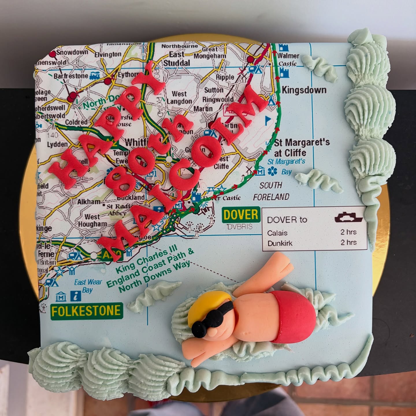 A fun one! We quite often get sent emails from customers who need a cake, don’t quite know what they want it to look like, but have a suggested list of the birthday recipients interests or hobbies. It’s our job to translate that into cake form… See above! A sea swimming, map loving newly 80 year old received this lemon and elderflower number yesterday @therosedeal.
Keep your requests coming! 🙌🏼
#dealkent #kentcakes #birthdaycake #dealkentuk #bespokecakes