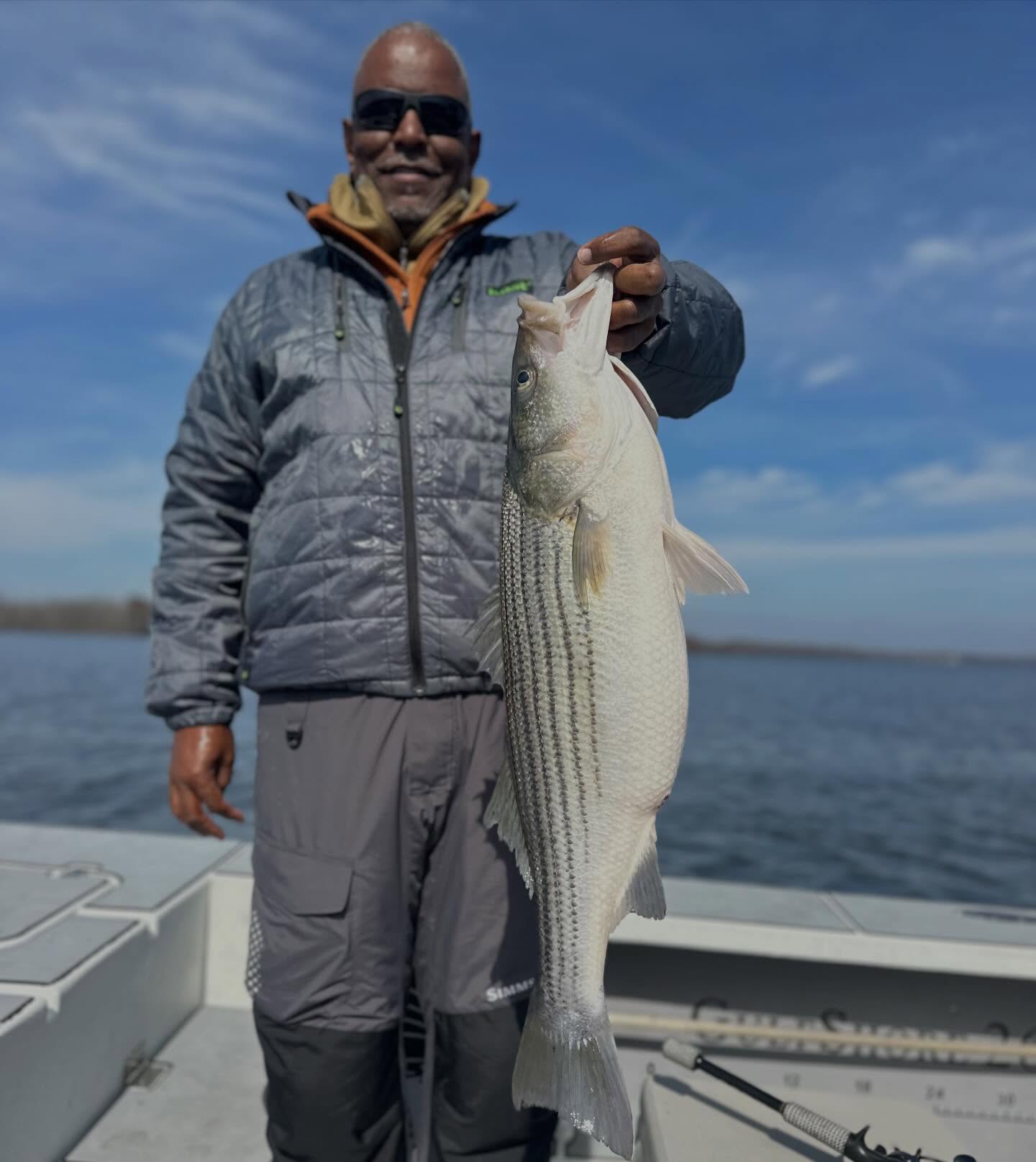 Tony started the day off with a pig pushing 16 lbs. That was our biggest fish but we caught them steady for hours and left them biting to look fresh fish for tomorrow. Enjoyed it man, see you next Tuesday! #striper #striperfishing #winter #winterfun #inshorefishing