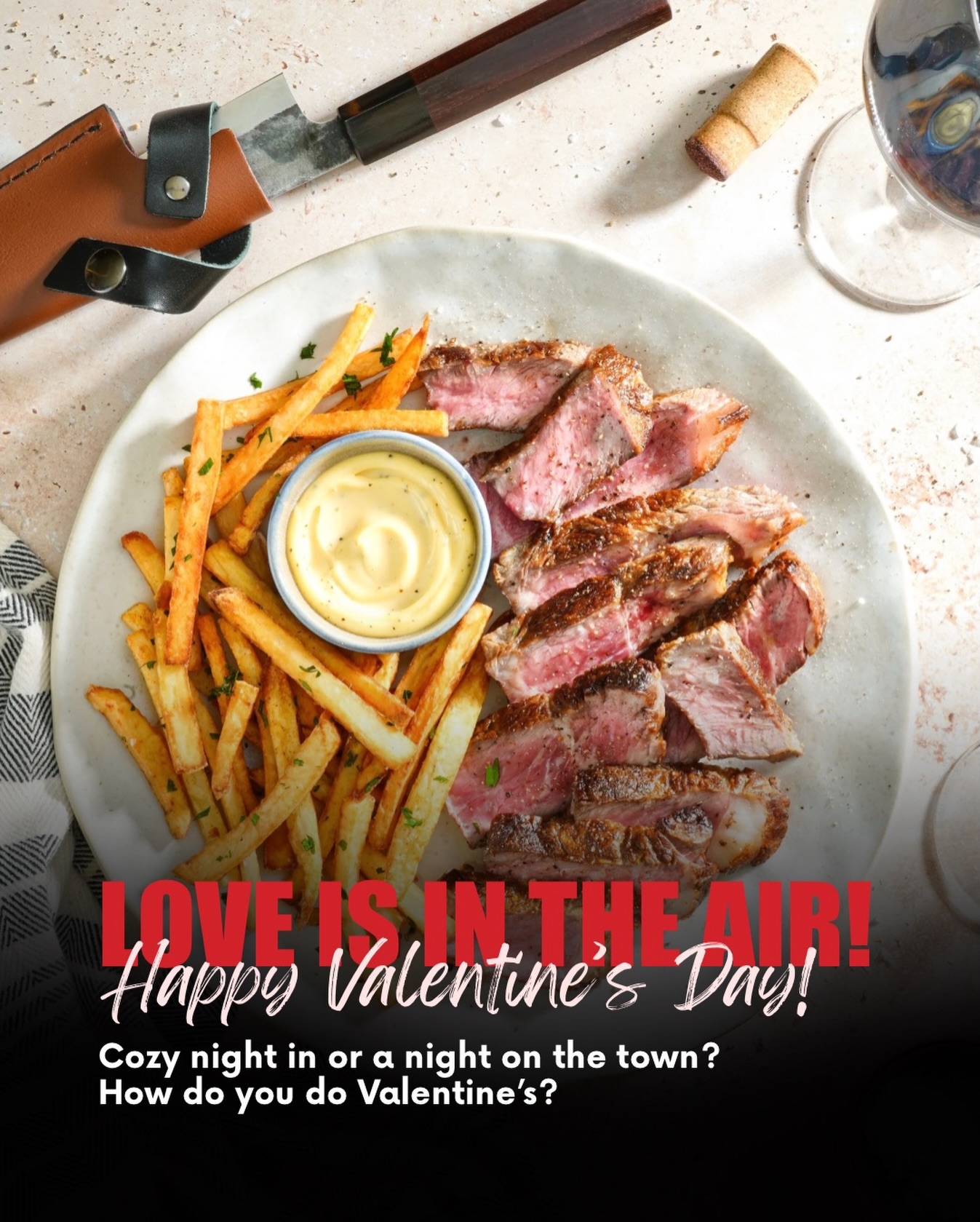 Our team at Forge To Table wishes you a steak and wine… or strawberry and chocolate-filled Valentine’s Day! Whether you’re celebrating with a perfectly seared dinner at home, enjoying a night out at your favorite restaurant, or indulging in a little self-love, we hope your day is full of flavor, fun, and a little romance.
We couldn’t do what we love without our amazing, supportive community. Thank you for sharing your passion for cooking, your stories, and your love of great knives with us. You inspire us every single day!
Let us know in the comment section what your plans are!!