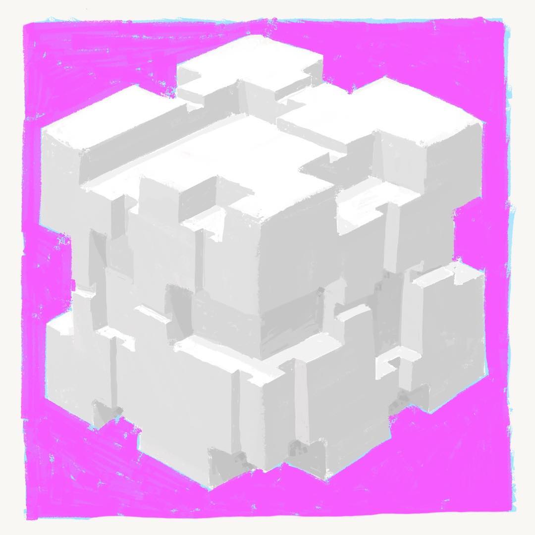 #cube in pink space. #digital #paint