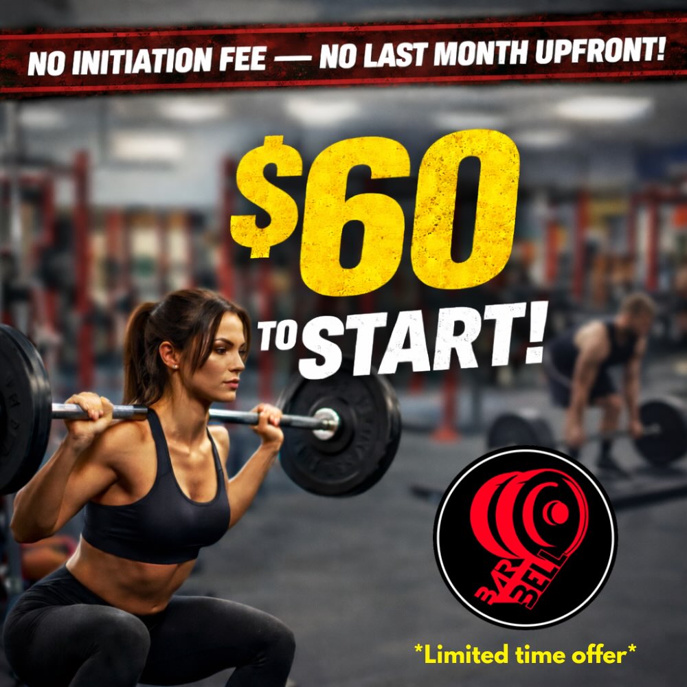 🚨 NEW YEAR. NEW LIFTS. NO EXCUSES. 🚨
Ready to start your strength journey but tired of overly crowded gym and sign up fees? We got you.
🔥 JUST $60 TO START
❌ NO initiation fee
❌ NO last month upfront
💪 JUST $60 PER MONTH, no contract and month to month
Whether you’re brand new to lifting or getting back into your routine, this is your sign. Stronger legs, stronger back, stronger YOU starts here.🫵
Stop waiting for the “perfect time.” Start now. Show up. Get strong.
Why us?
✅Private facility
✅No crowds
✅Clean facility
✅Community
✅Family-owned
📍 99 Barbell
📩 DM us to get this offer!
*Promotion ends 3/15/26*