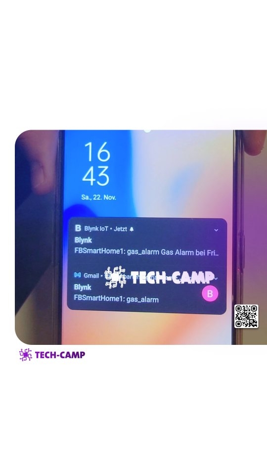 Regen-, Bewegungs- und Gassensor im Live-Test.
Werte prüfen, Trigger auslösen, Verhalten verifizieren. Bei Gas wird sofort ein Alarm geschickt. Push aufs Smartphone und E-Mail an den Nutzer. Sicherheit greifbar, Setup stabiler.
#SmartHome #IoT #Automation #TechCamp #LiveTest