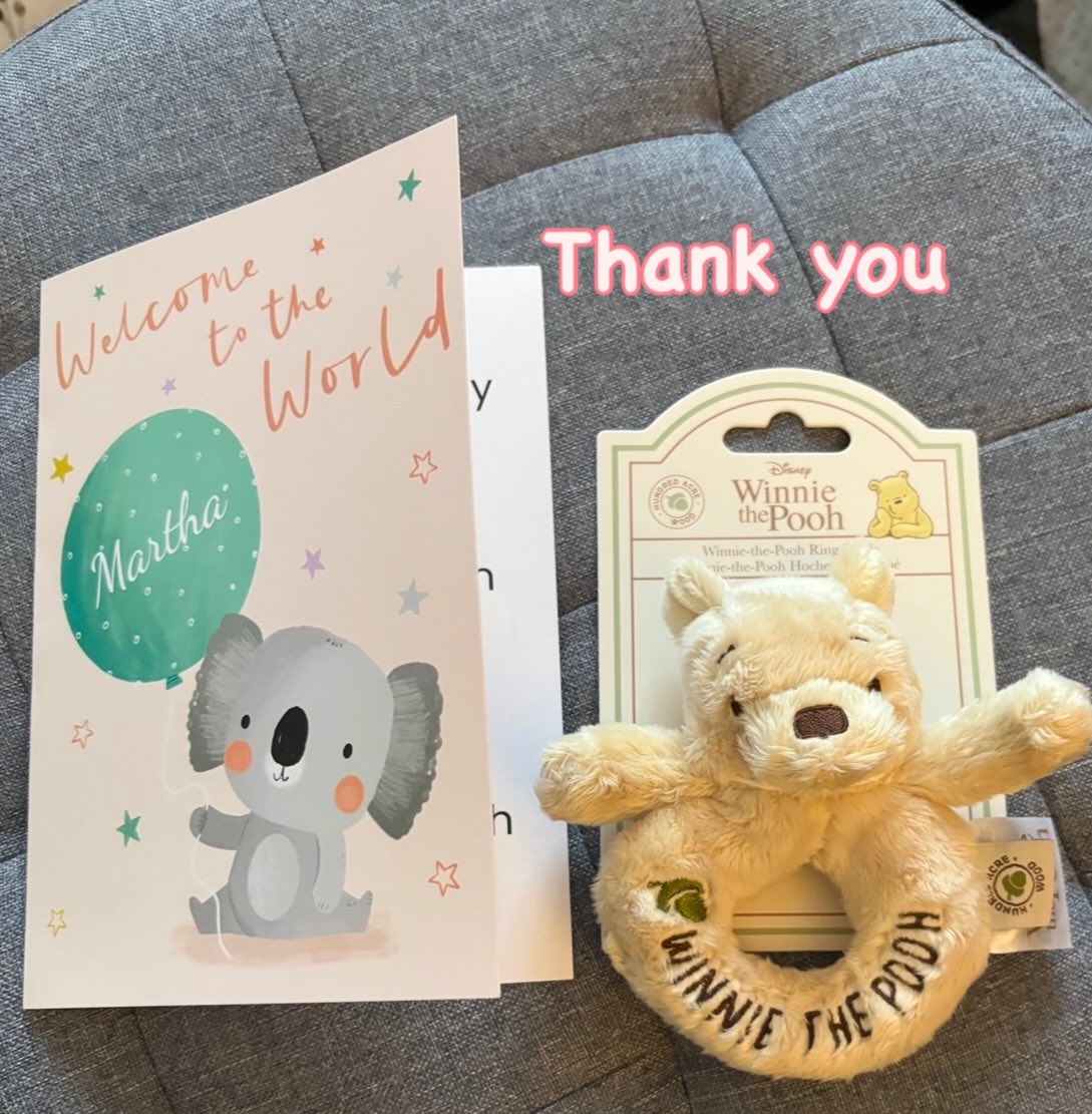 Thank you to @eddiesbath for Baby Martha’s lovely present. It will match her Winnie The Pooh themed nursery perfectly.