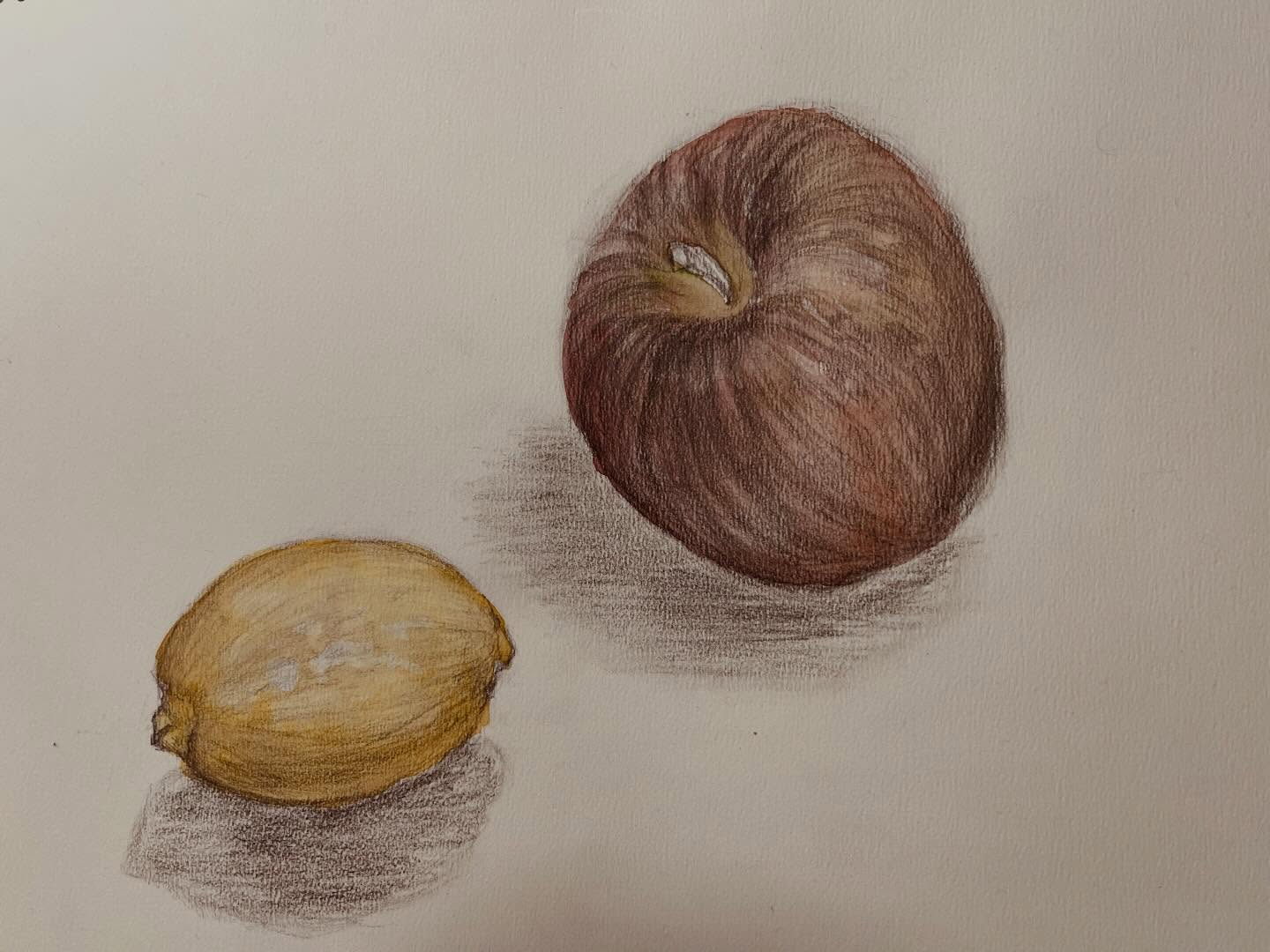 中学生のみさきちゃんが描いたりんごとレモン🍎🍋
「さようならー、ありがとうございました❣️」
今日も元気に帰って行ったと思ったら、
「あー‼️」スケッチブックの忘れ物、
おいおい、またですか?
みさきちゃんはとてもポジティブで自分に正直で楽しい女の子だけど、ちょっとおっちょこちょい。
よく何かしら忘れていきます。
教室が終わった後、イーゼルに立て掛けておきました。
なかなかの出来。
鉛筆でデッサンした後、色が塗りたくなったので単色をかけたそうです。
ステキなりんごとレモンだこと!
彼女がスケッチブックを忘れて行ったおかげでじっくり見る事が出来ました^_^
#こどものアトリエピエニ
#アトリエピエニ
#絵画教室所沢
#こどものアトリエ所沢
#りんごの絵