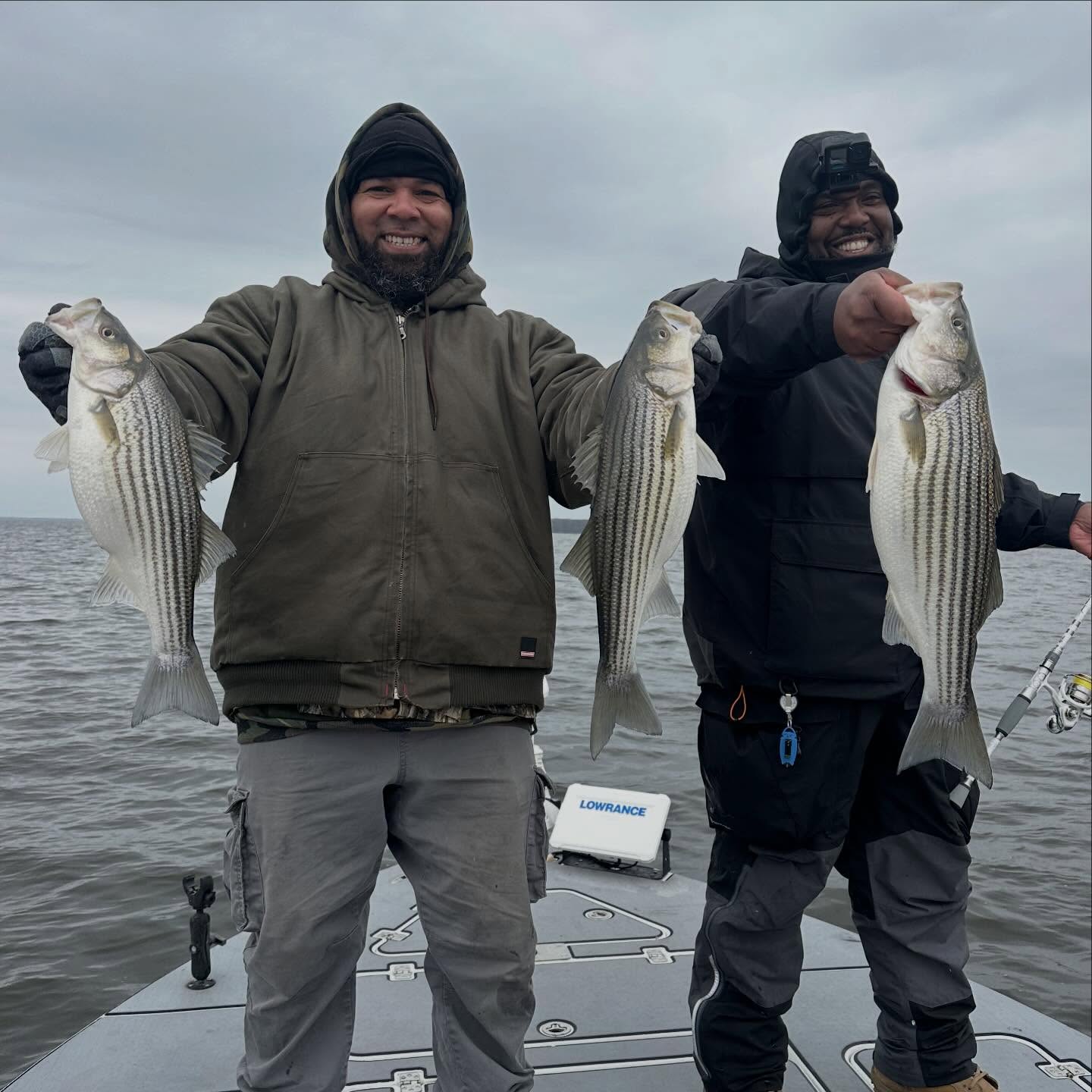 The first 4 hours was take a seat, the last two hours was a striper beat down! Had a blast once again with @g_bfishing and @bigmoose28 . Thanks guys for your good humor and patience! #winter #winterfishing #striper #striperfishing #inshorefishing