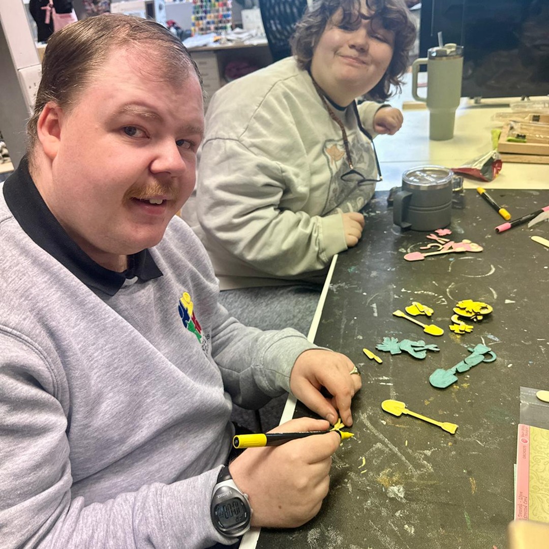 Will and Lil with their finished textile artwork - a beautiful mixed-media garden shed piece created using fabric, lace, laser-cut wood and florals ❤️
Projects like this aren’t just about creativity. They build planning skills, fine motor control, confidence, and pride in producing something from start to finish.
Find out more about our work on our website - link in bio.