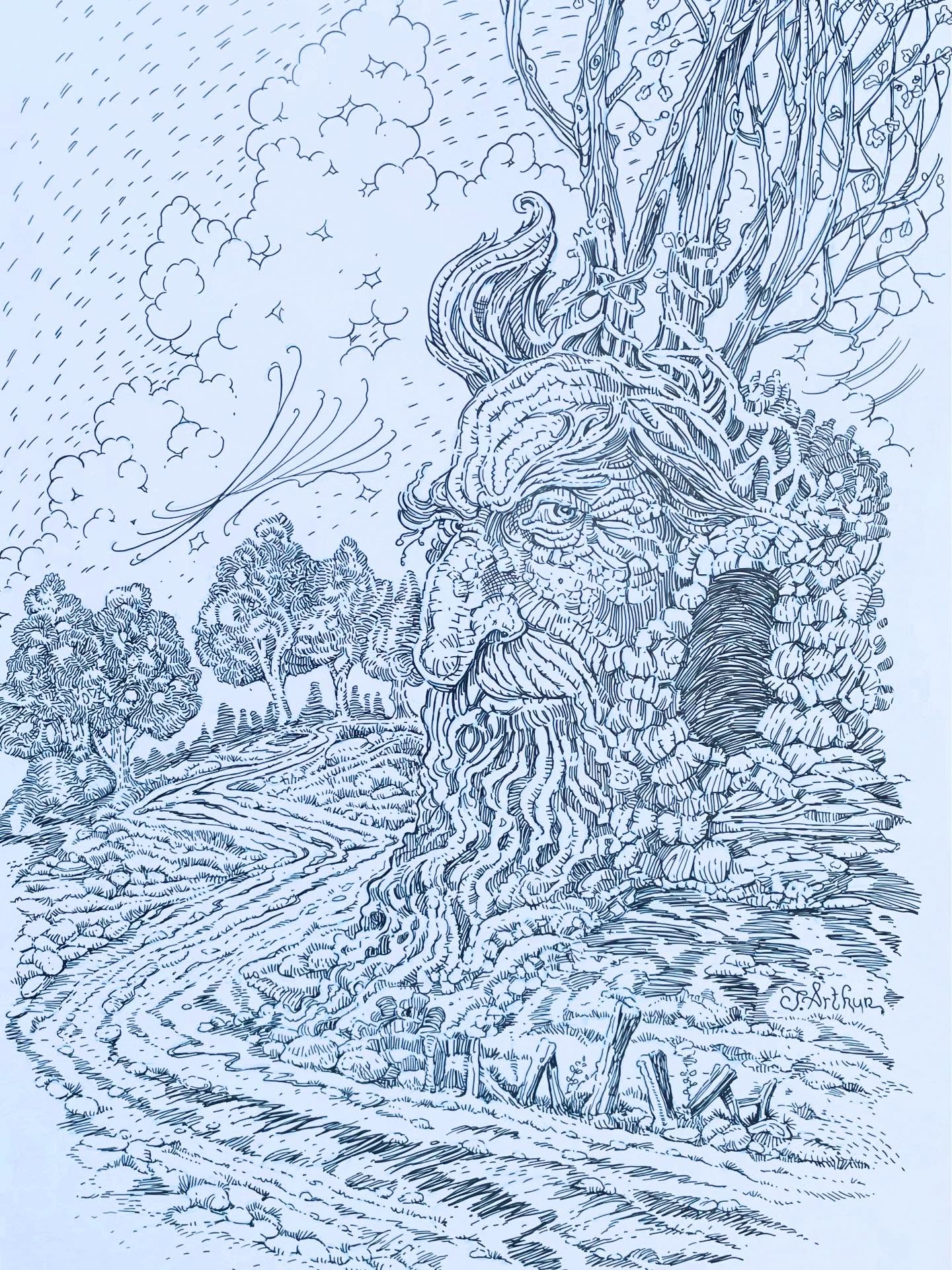 Finished! “The Cave at Dwarf Knoll” The latest pen and ink from John Arthur. Artist Proofs available while they last only from Mystwood Gallery in Historic Top Town In Crestline Ca. Open today!
#illustration#penandinkdrawing#fantasyart#storybooks#shopsmall