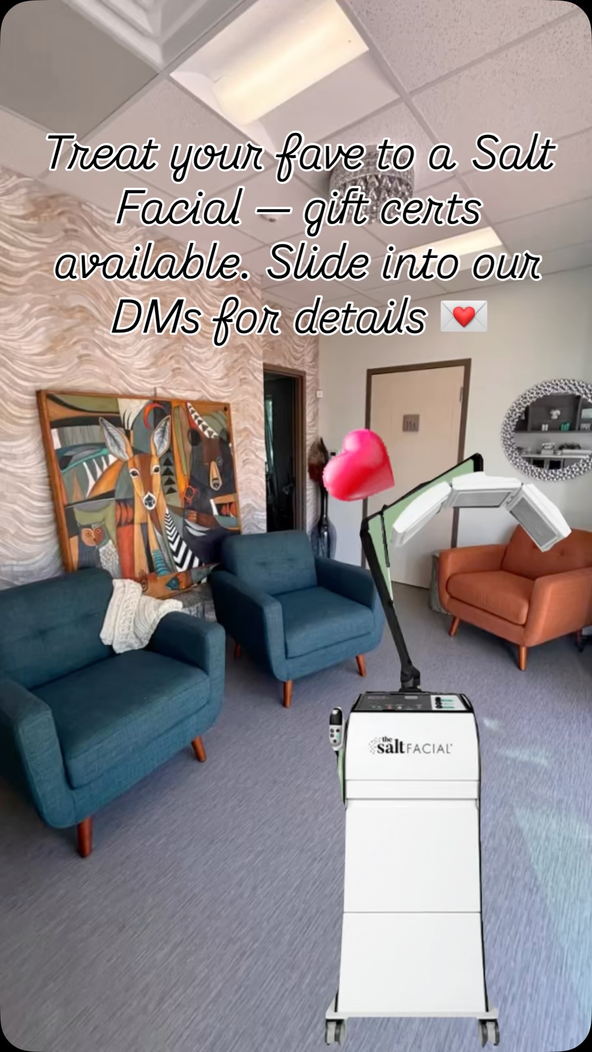 Valentine’s Day solved: give the gift of skin love 💖 Treat your fave to a Salt Facial — gift certs available. Slide into our DMs for details 💌