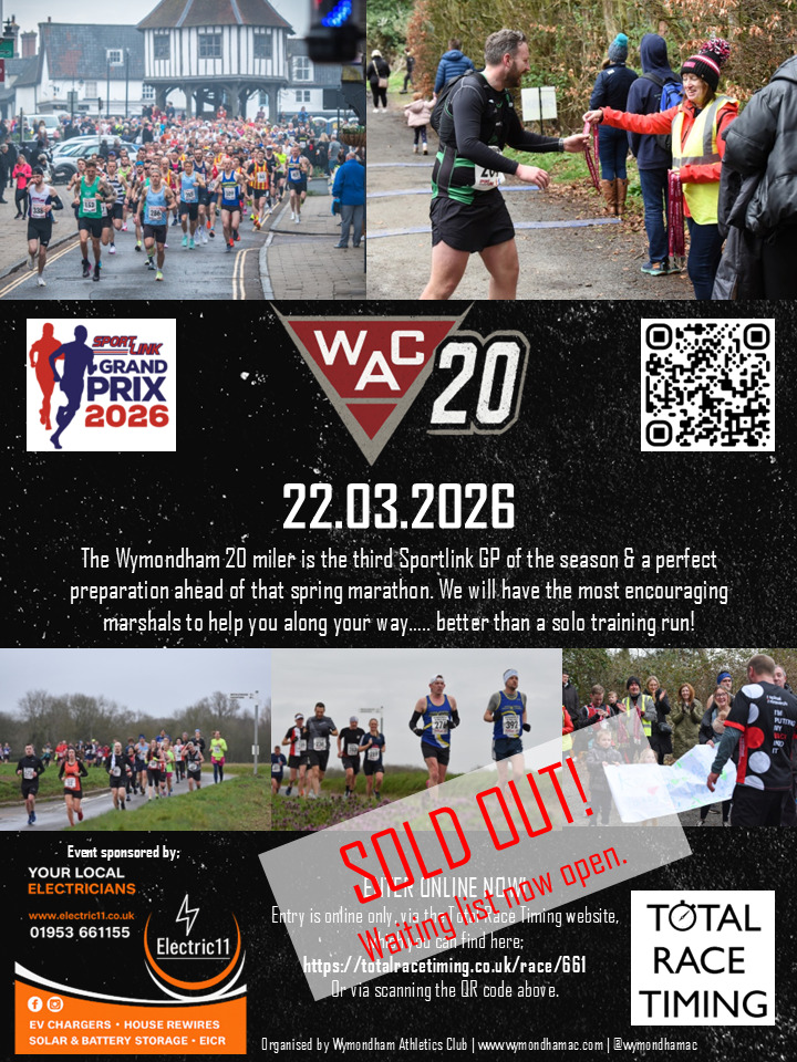 Thank you for your support - We are officially π SOLD OUT! π A waiting list is now open on the @totalracetiming website;
https://totalracetiming.co.uk/race/661
We now look forward to planning for the big day - again thank you for your support for our second race of the year and we look forward to welcoming you and our new sponsors, @electric11_ltd on Sunday 22nd March!