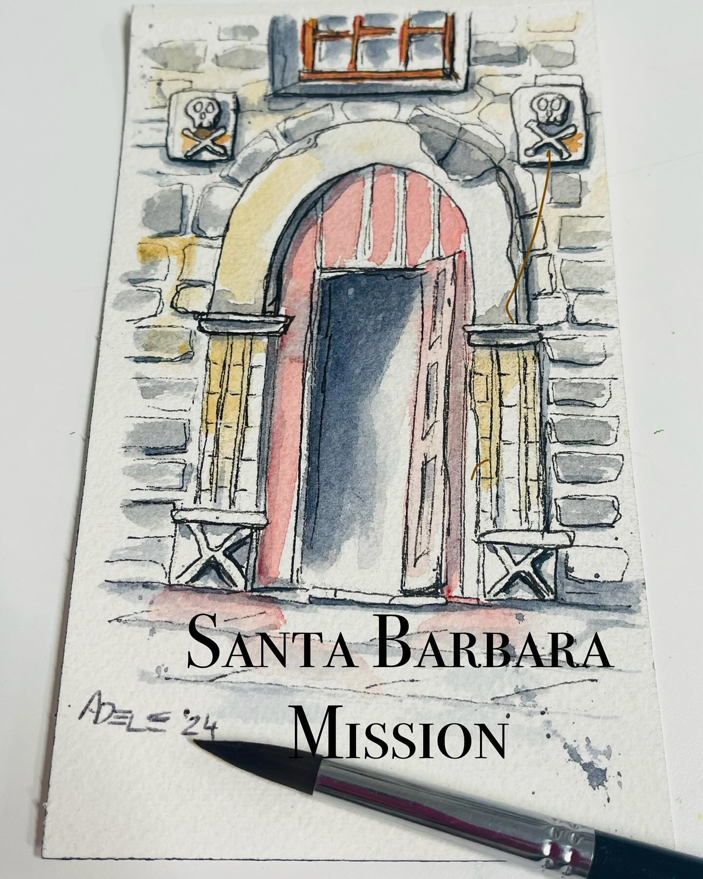 Doorway between the chuch & graveyard. Fun fact: there's a massive Moreton Bay Fig Tree (from Brisbane Australia! ) in the graveyard.
#watercolourpainting #watercolorpainting #sketching #sketchtravel