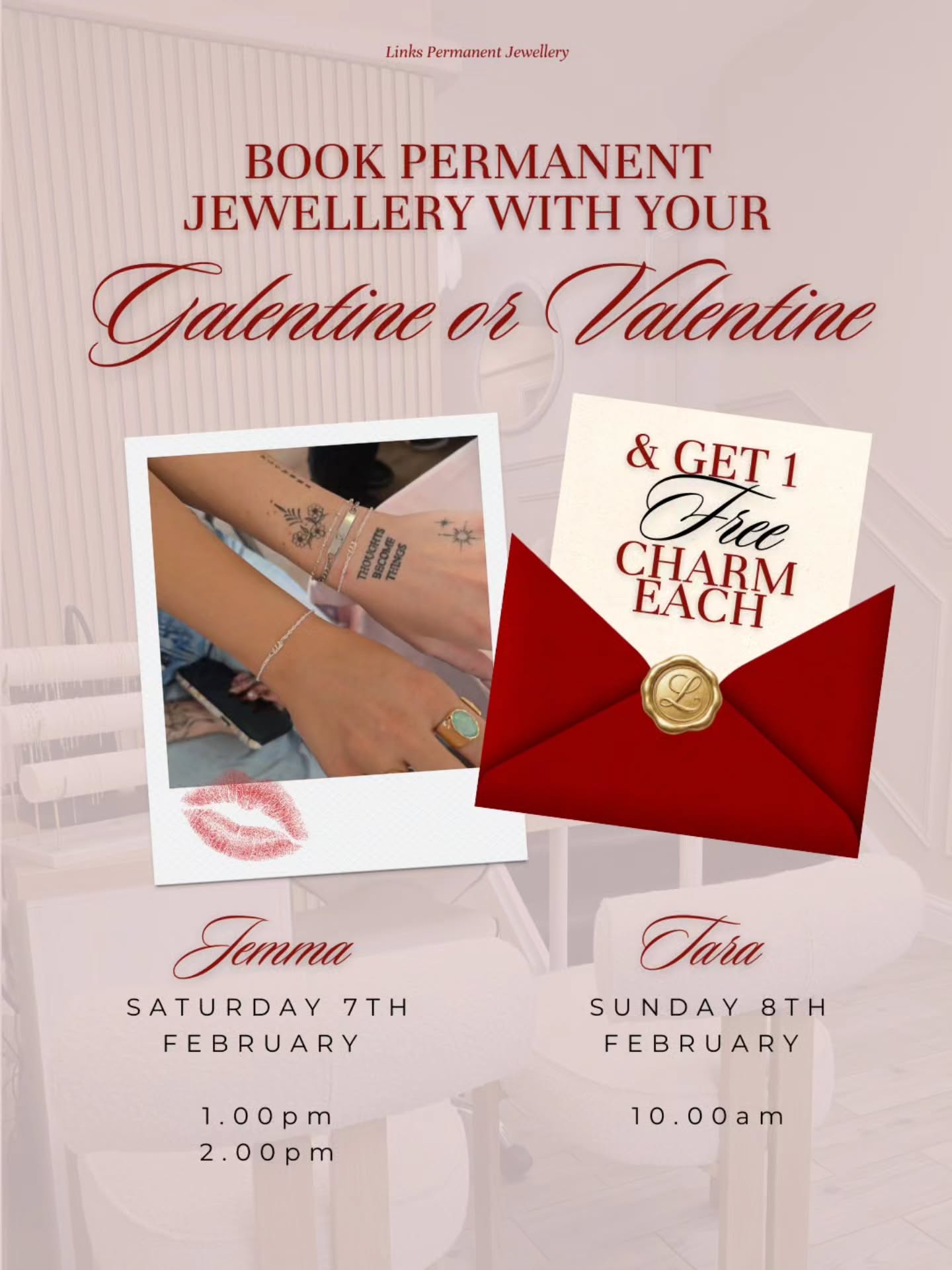 We have been BLOWN AWAY by the response from our free charm giveaway!
We can’t wait to see you all in the salon and create some gorgeous permanent jewellery pieces together 💫💘.
We only have the odd few weekend slots left.
So tag your bestie, mum, sister of other half & get booked in for the weekend! 🔗.
📲 Tap the link in our bio to book.
#PermanentJewelleryUK #weldedbracelet #Staffordshire #LinksByJemmaElizabeth