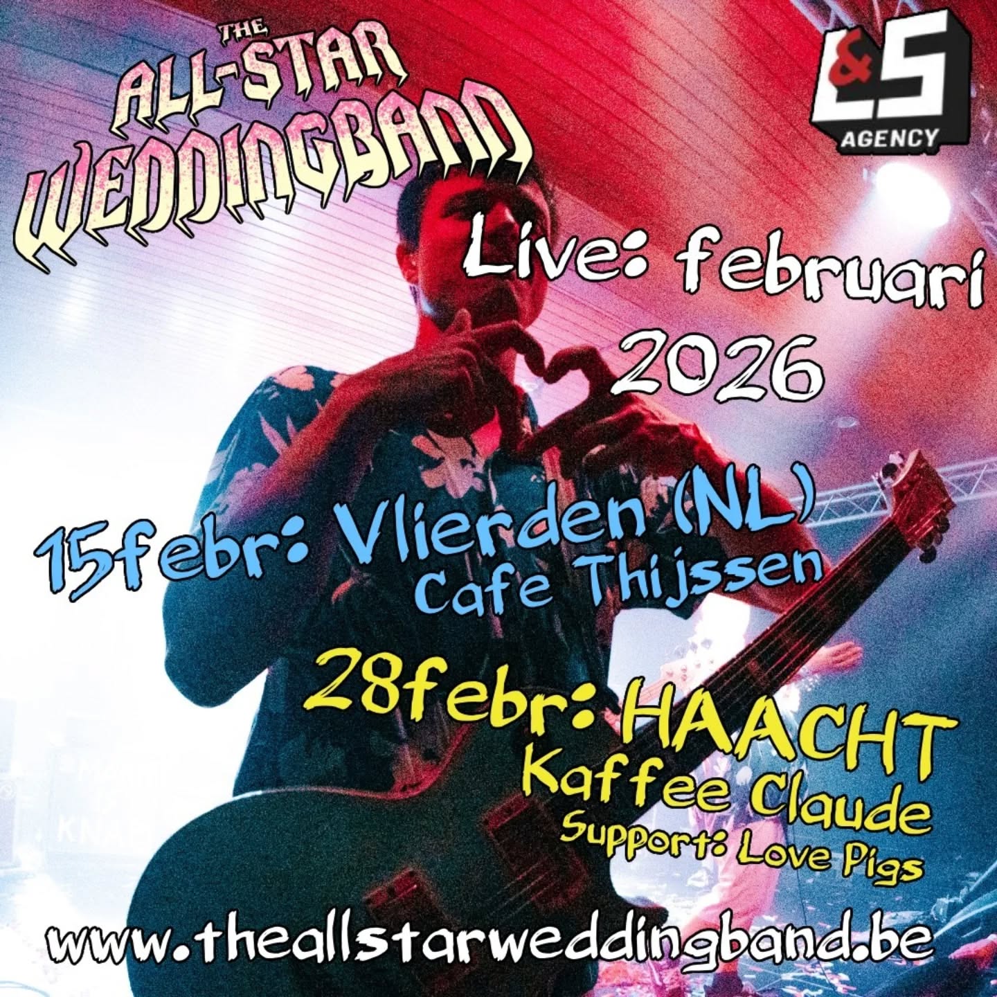 ๐ฅShows in februari!
15 febr: Vlierden (NL) Carnaval ๐คก @ Hotel/Cafe Thijssen
28 febr:HAACHT - @kaffeeclaude ๐ธ w/Love Pigs๐
See ya!!!