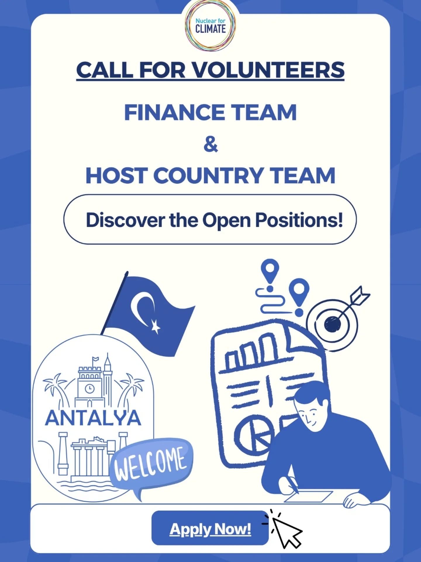 🌍 Support Nuclear for Climate at COP31 | Finance Team and Host Country Team
As we continue preparing for #COP31 in Antalya 🇹🇷, Nuclear for Climate is recruiting volunteers to join two key teams that help make our work possible — each with a distinct role, but a shared goal: delivering a strong, credible presence at the UN Climate Conference.
💼 Finance Team
The Finance Team supports N4C’s financial sustainability and transparency, from budgeting and reporting to fundraising and partnerships.
✨ Open volunteer positions:
Fundraising & Finance Lead
Fundraisers (2 positions)
This team works closely with team leads to manage resources, secure funding, and ensure sound financial governance throughout the campaign.
🌐 Host Country Team 🇹🇷
The Host Country Team represents the host country perspective and supports local coordination and logistics ahead of and during COP31.
✨ Open volunteer positions:
Host Country Lead
Host Country Support
These roles focus on collaboration with local stakeholders, logistics, briefings, and on-the-ground coordination in the host country.
📅 Application deadline: 15 February
👉 Apply now: link in bio
❓ Questions? Send us a DM!
#Nuclear4Climate #ClimateAction #TogetherIsBetter #NetZeroNeedsNuclear